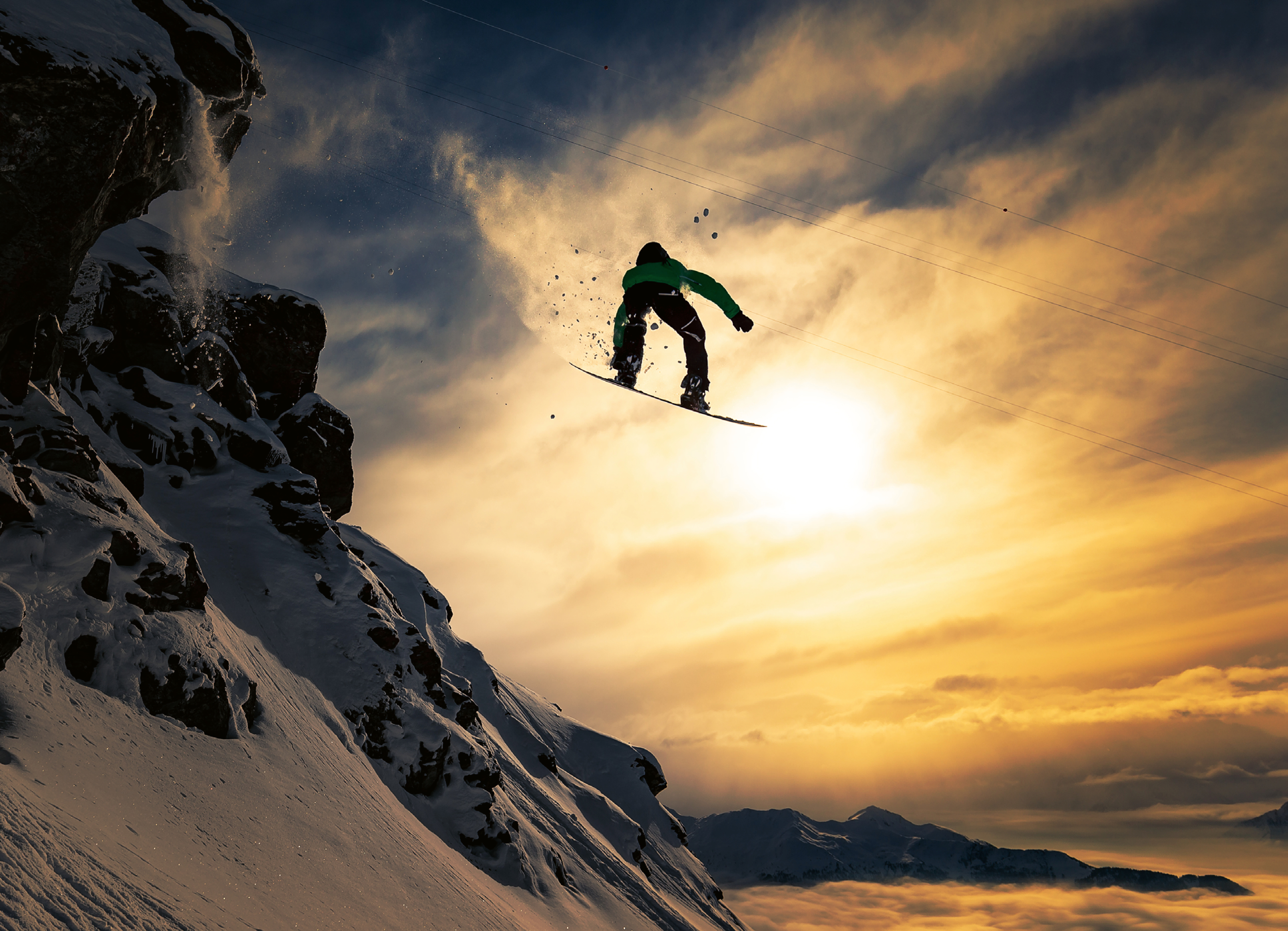Jakob Sanne - Snowboarder Sunset Jump Poster