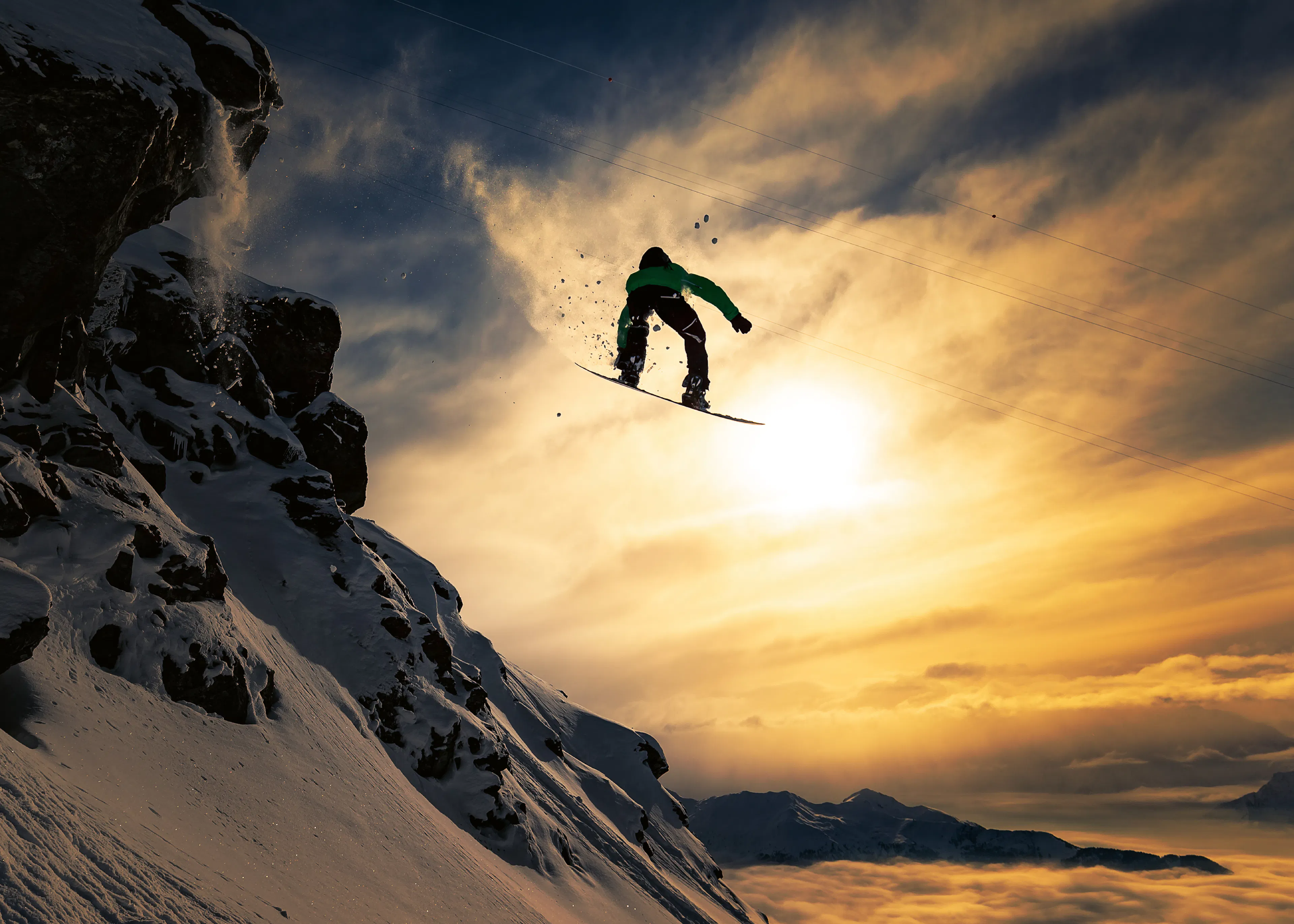 Jakob Sanne - Snowboardeur Coucher de Soleil Poster 0