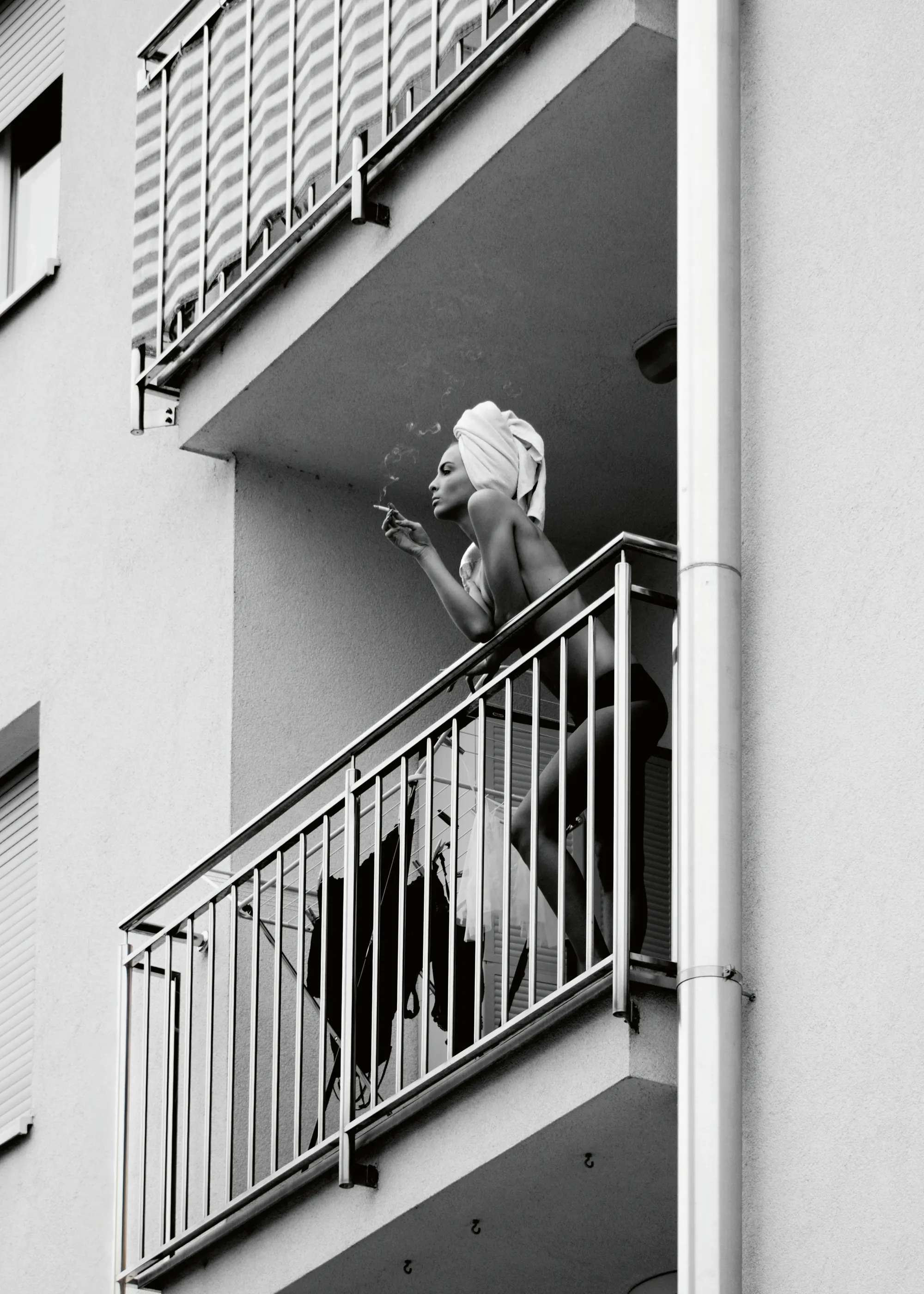 Lorna Kijurko - Woman Balcony Smoke Poster 0