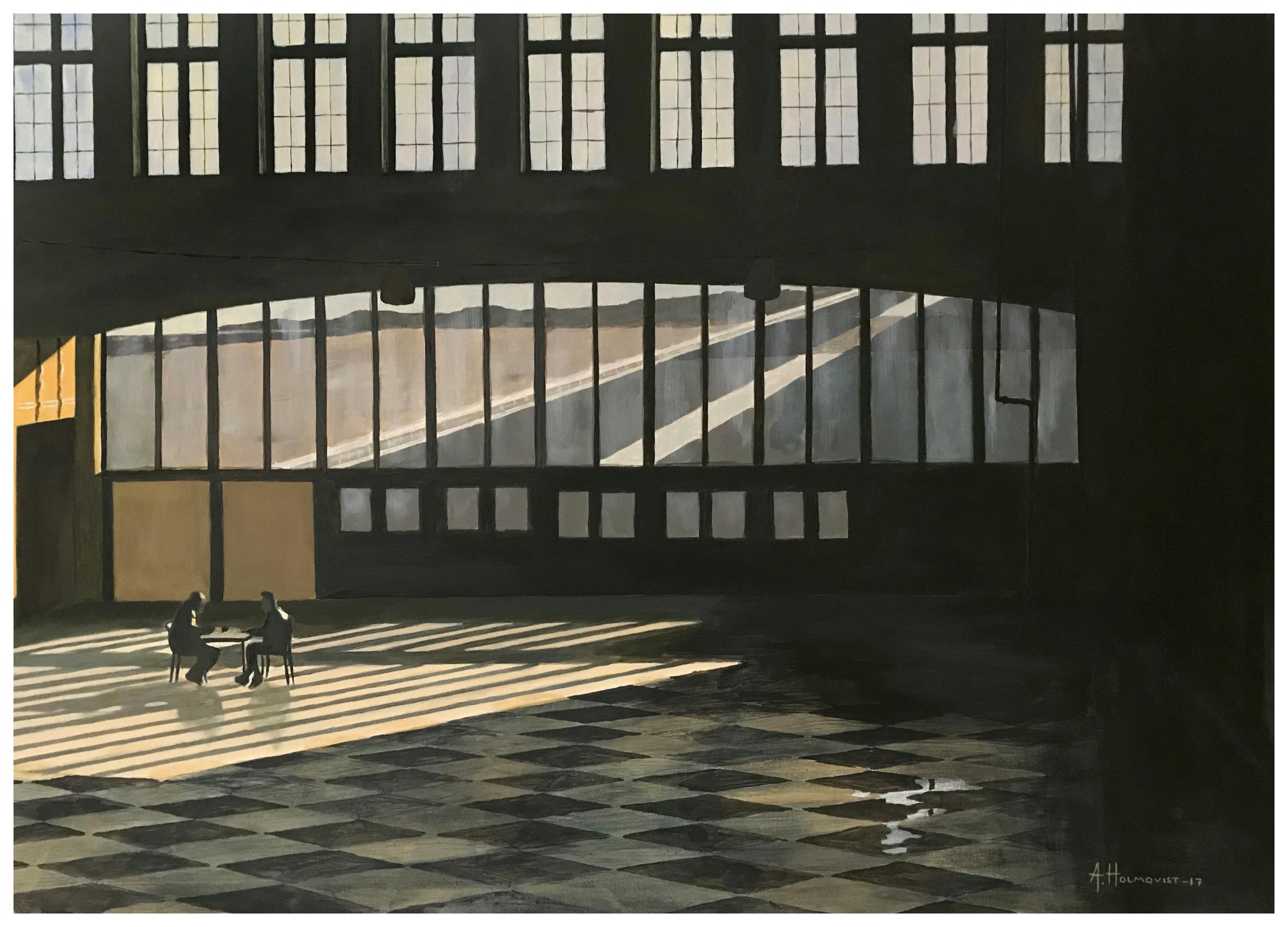 Borgenhag Holmqvist - Schaakspelers in zonlicht Poster (70x100 cm) - Poster Store