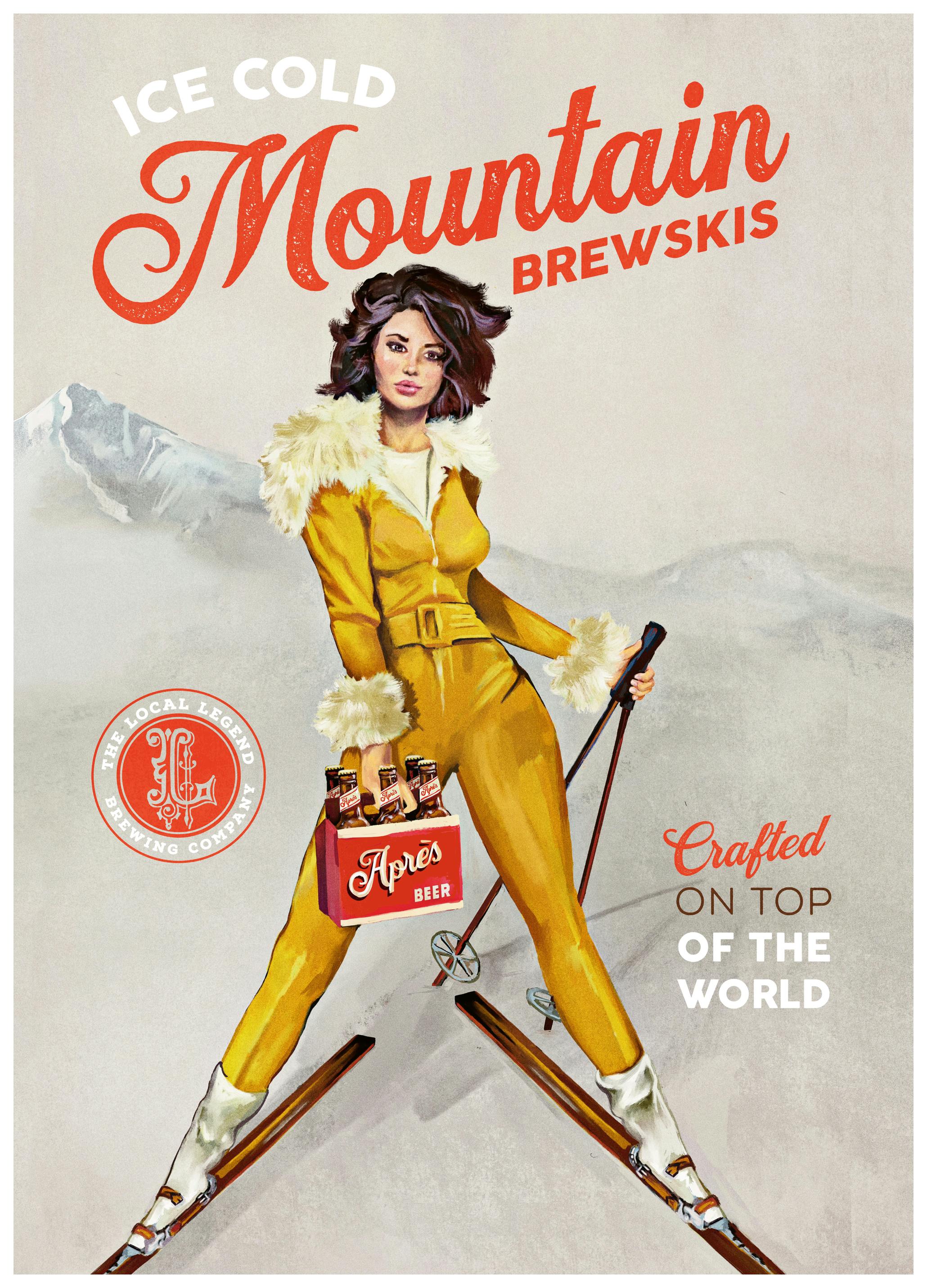 The Whiskey Ginger - Ice Cold Beer Vintage Pinup Ski Art Poster (70x100 cm) - Poster Store