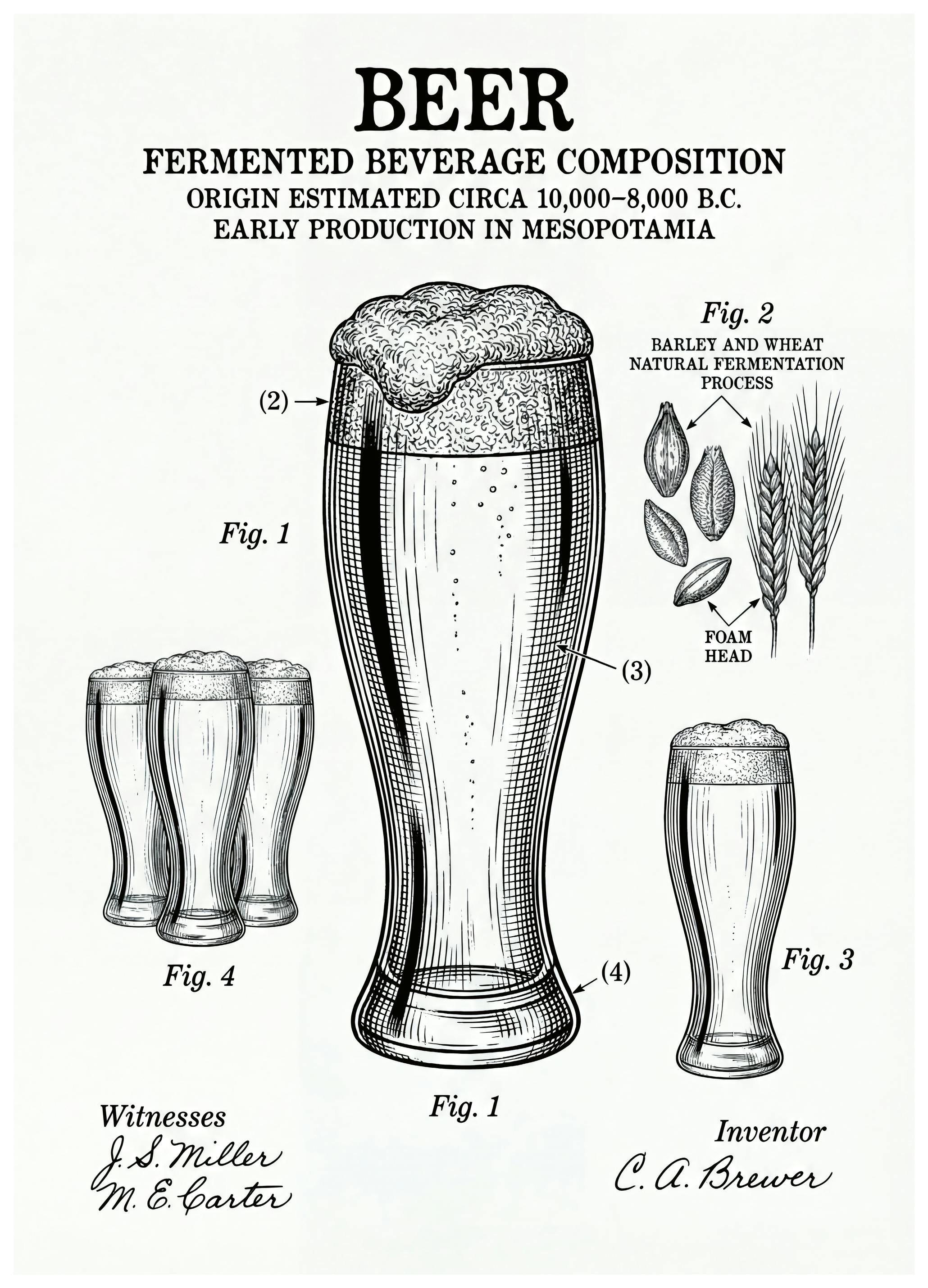 Andreas Magnusson - Bier Patent Tekening Poster (100x150 cm) - Poster Store