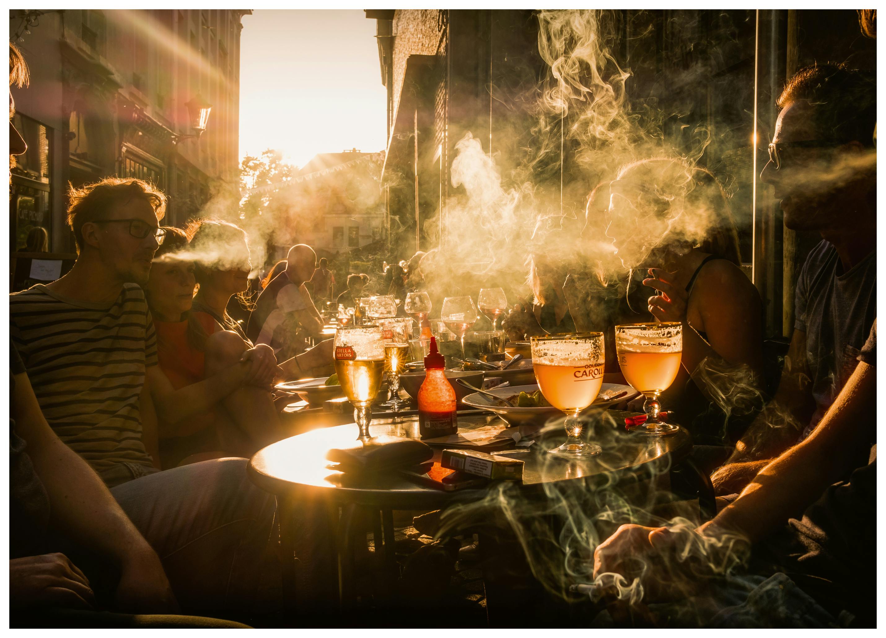 Adrian Popan - Smoky Golden Hour Cafe Poster (100x150 cm) - Poster Store