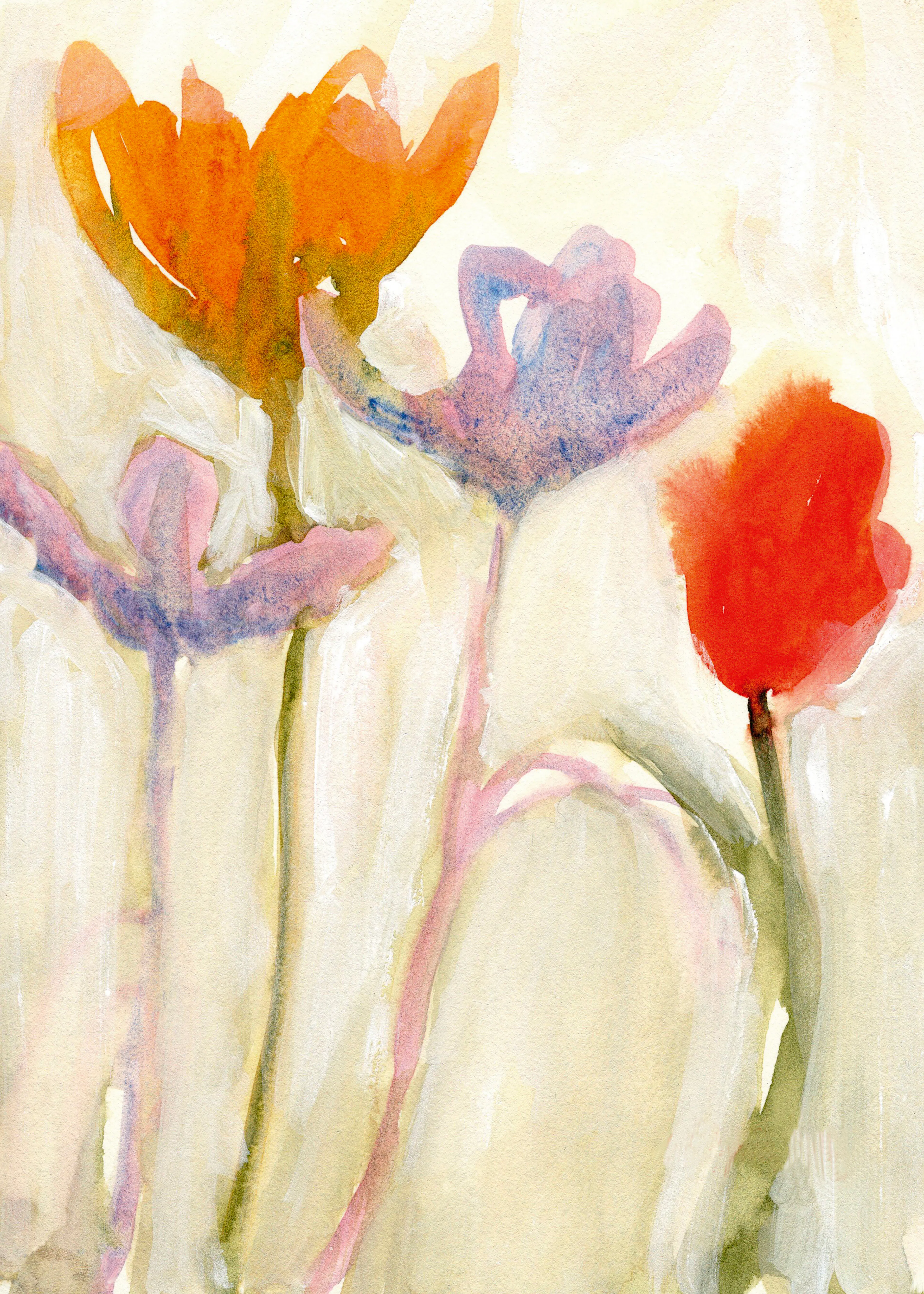 Janel Bragg - Zachte Aquarel Tulpen Poster 0