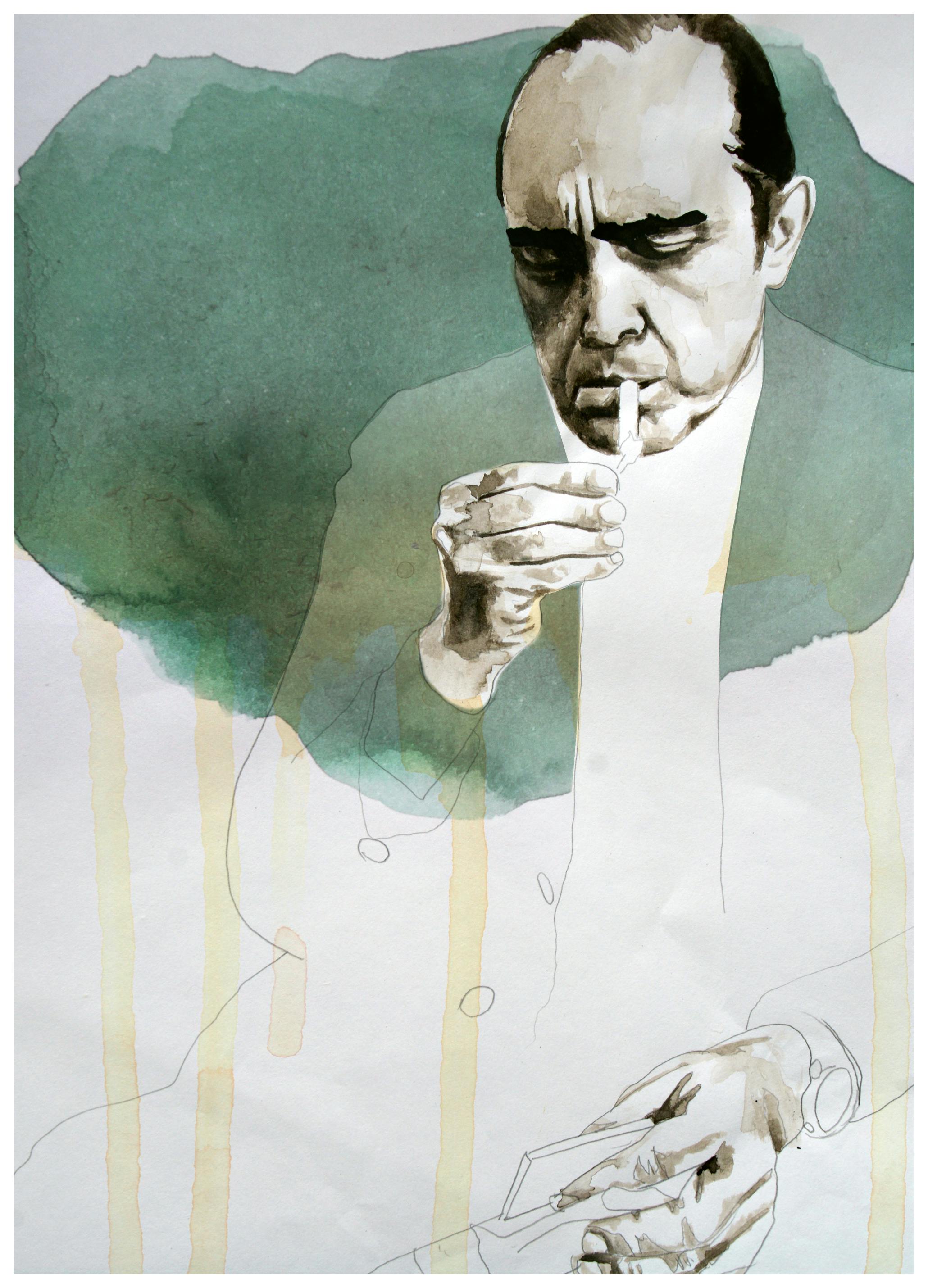 David Diehl - Rokende Peinzende Man Poster (70x100 cm) - Poster Store