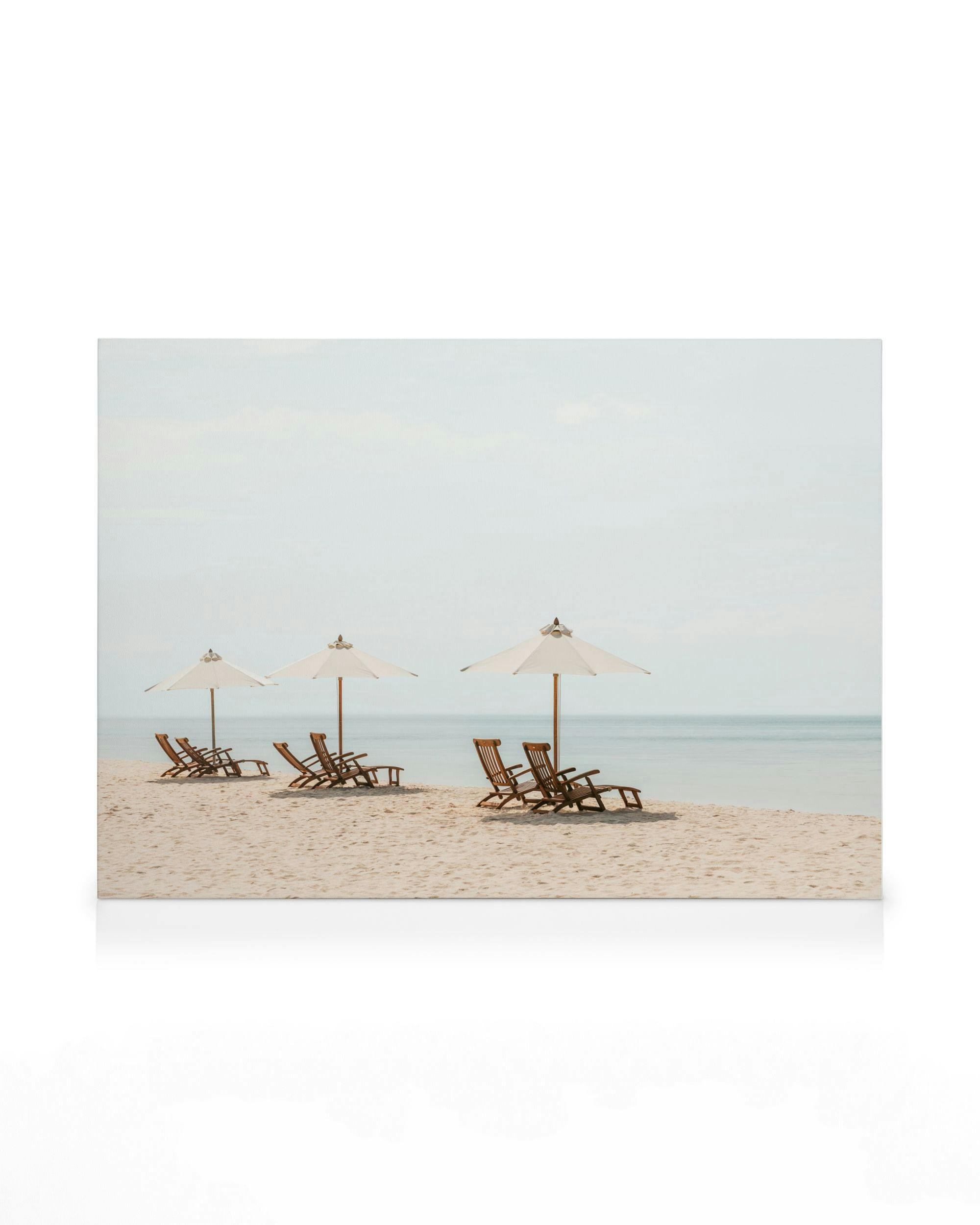 Canvas Prints - Beach Umbrellas Minimal Canvas print (50x70 cm - Oak Frame) - Poster Store