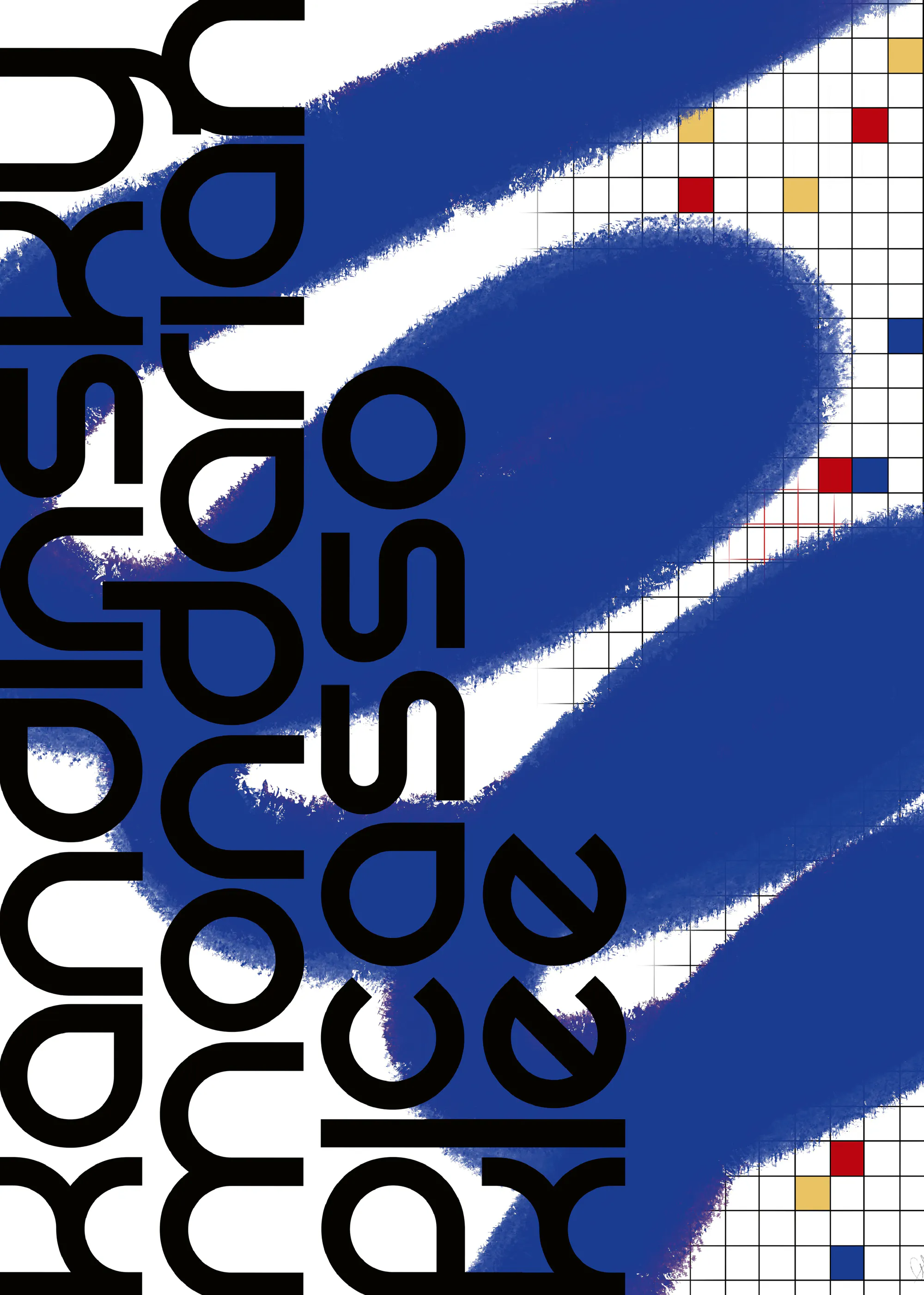 Anne-Marie Volfova - Kühne Blaue Striche Raster Poster 0