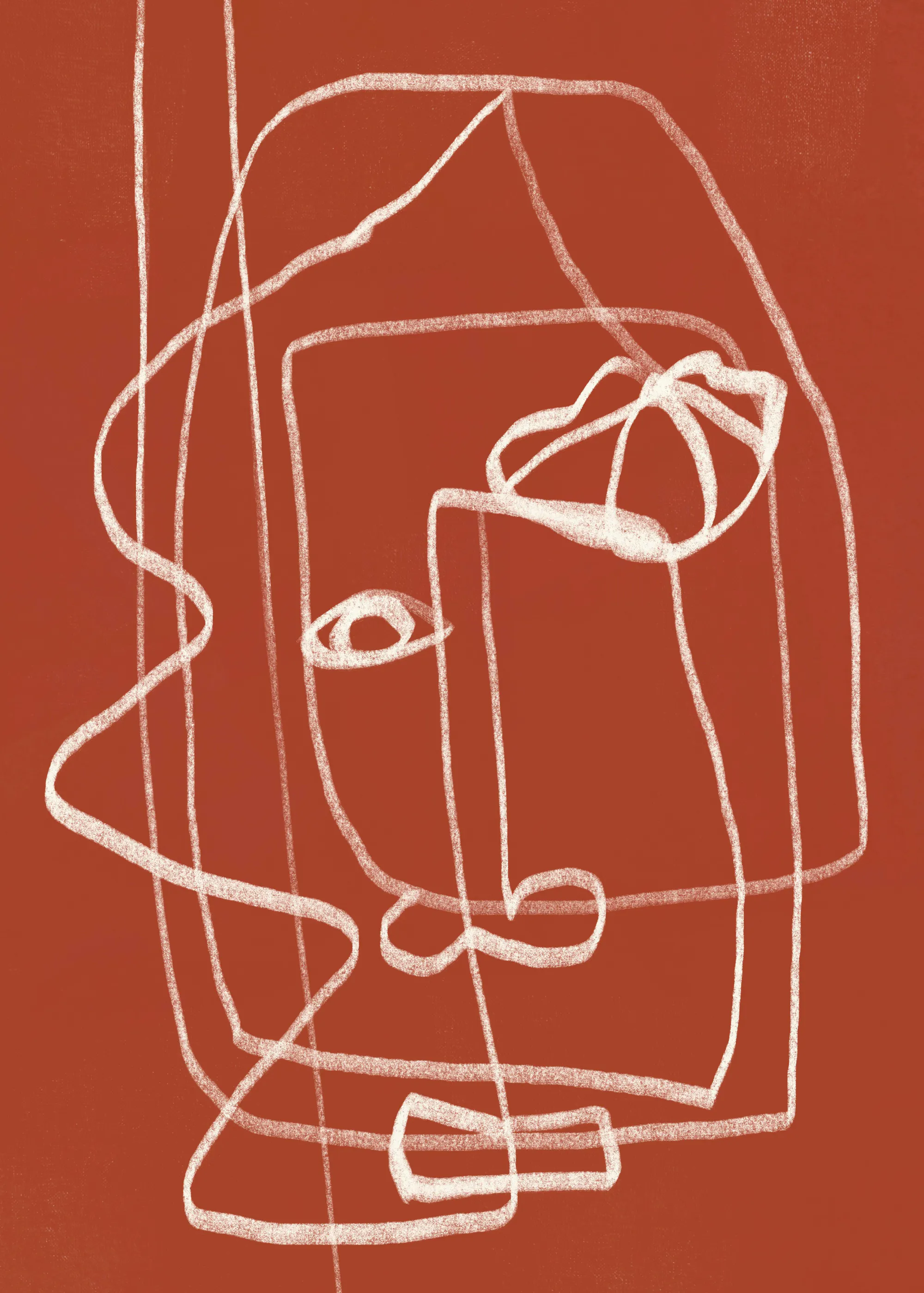 Little Dean - Abstraktes Terrakotta Gesicht Poster 0