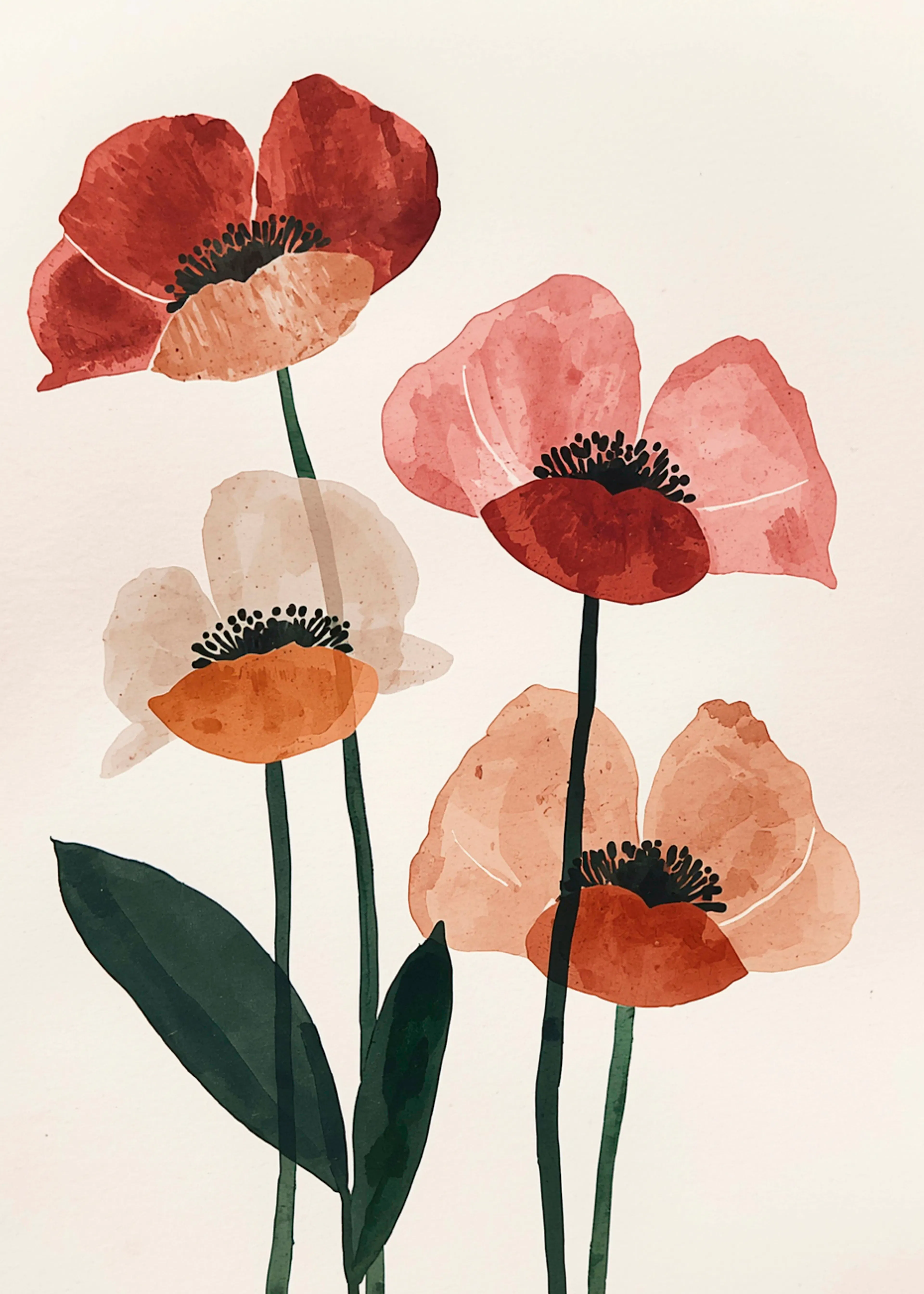 Ohkimiko - Soft Watercolour Poppies Poster 0