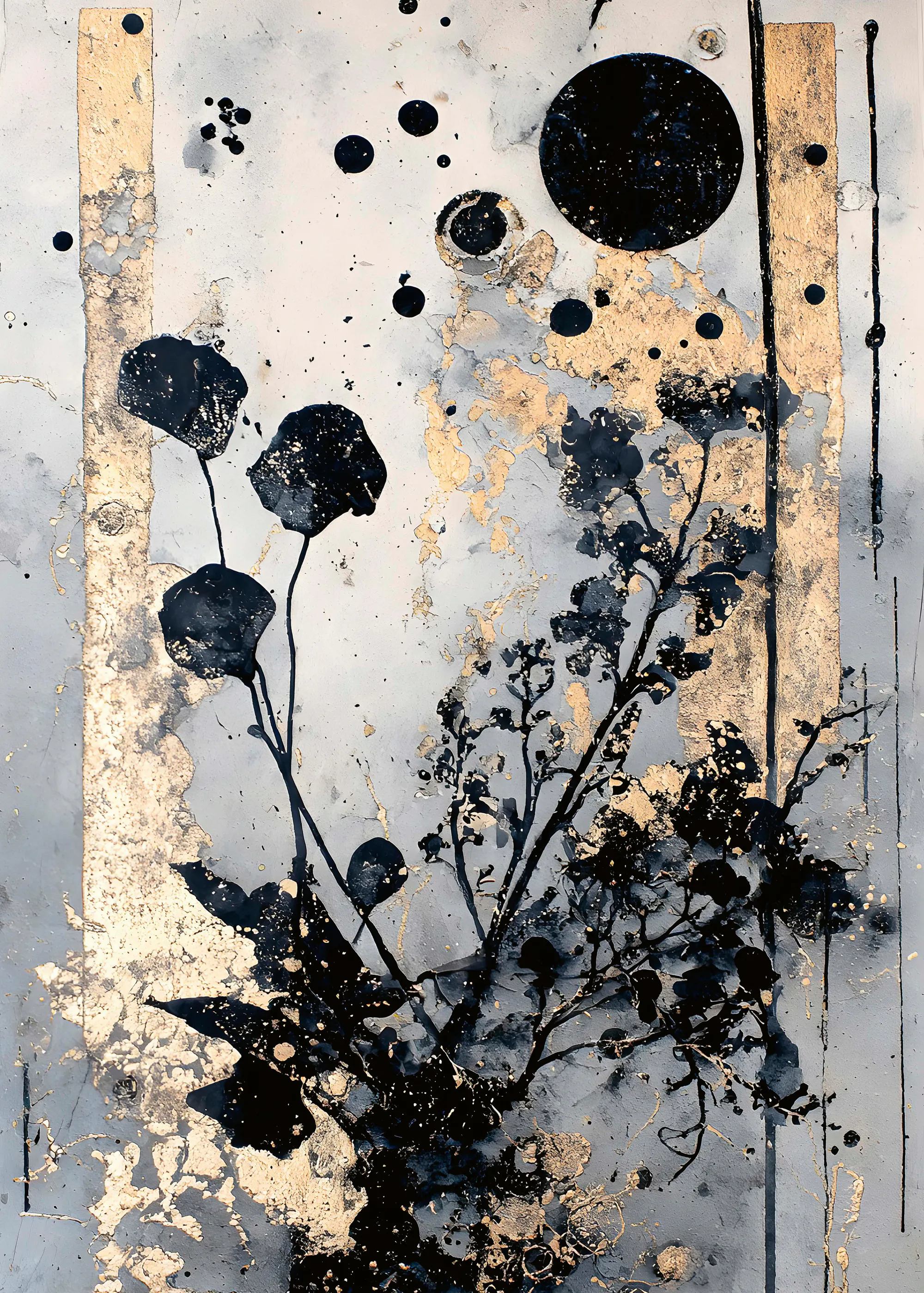 Miguel Bruzual - Black Gold Botanical Moon Poster 0