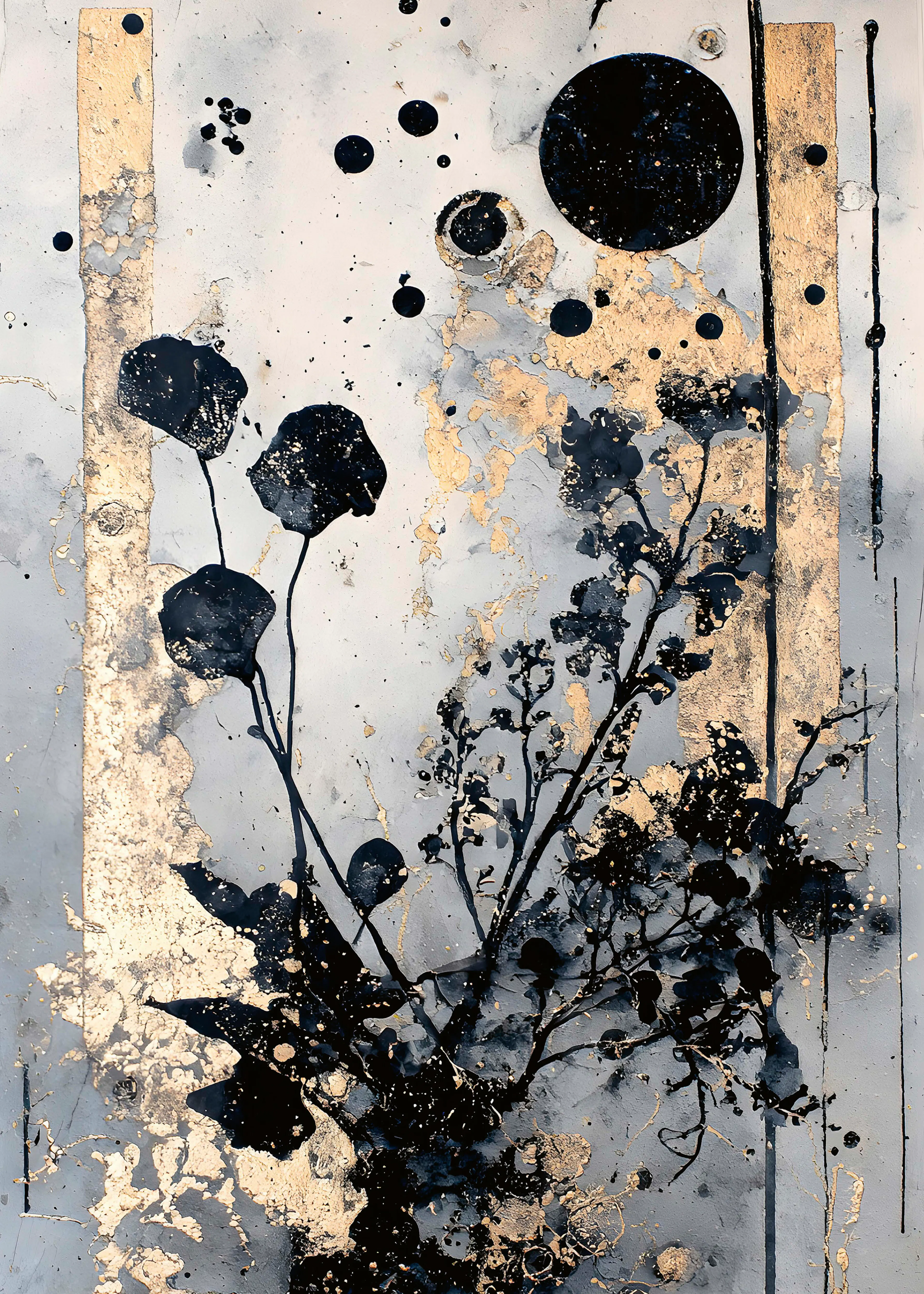 Miguel Bruzual - Black Gold Botanical Moon Poster 0