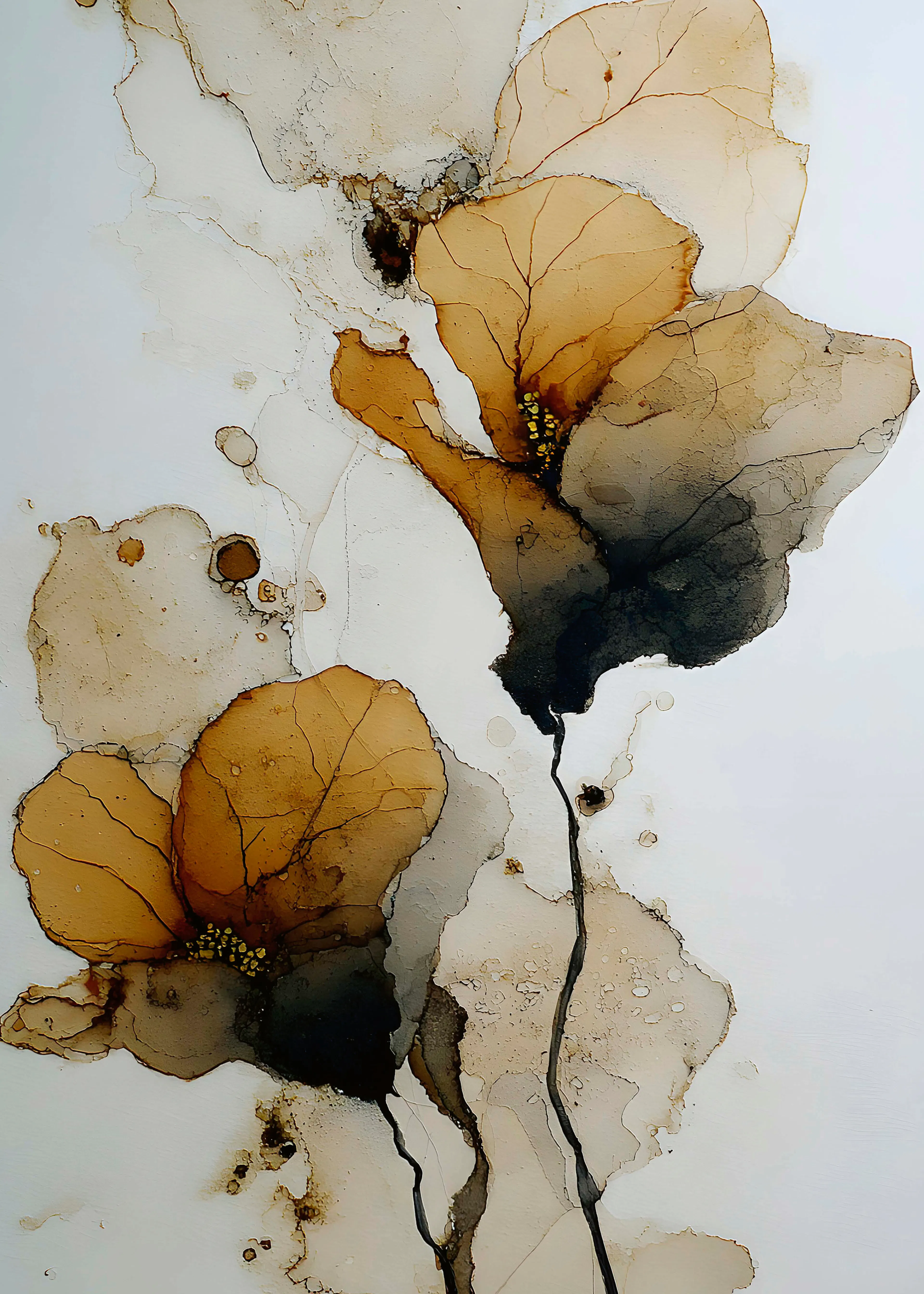 Miguel Bruzual - Fleurs sépia fluides Poster 0