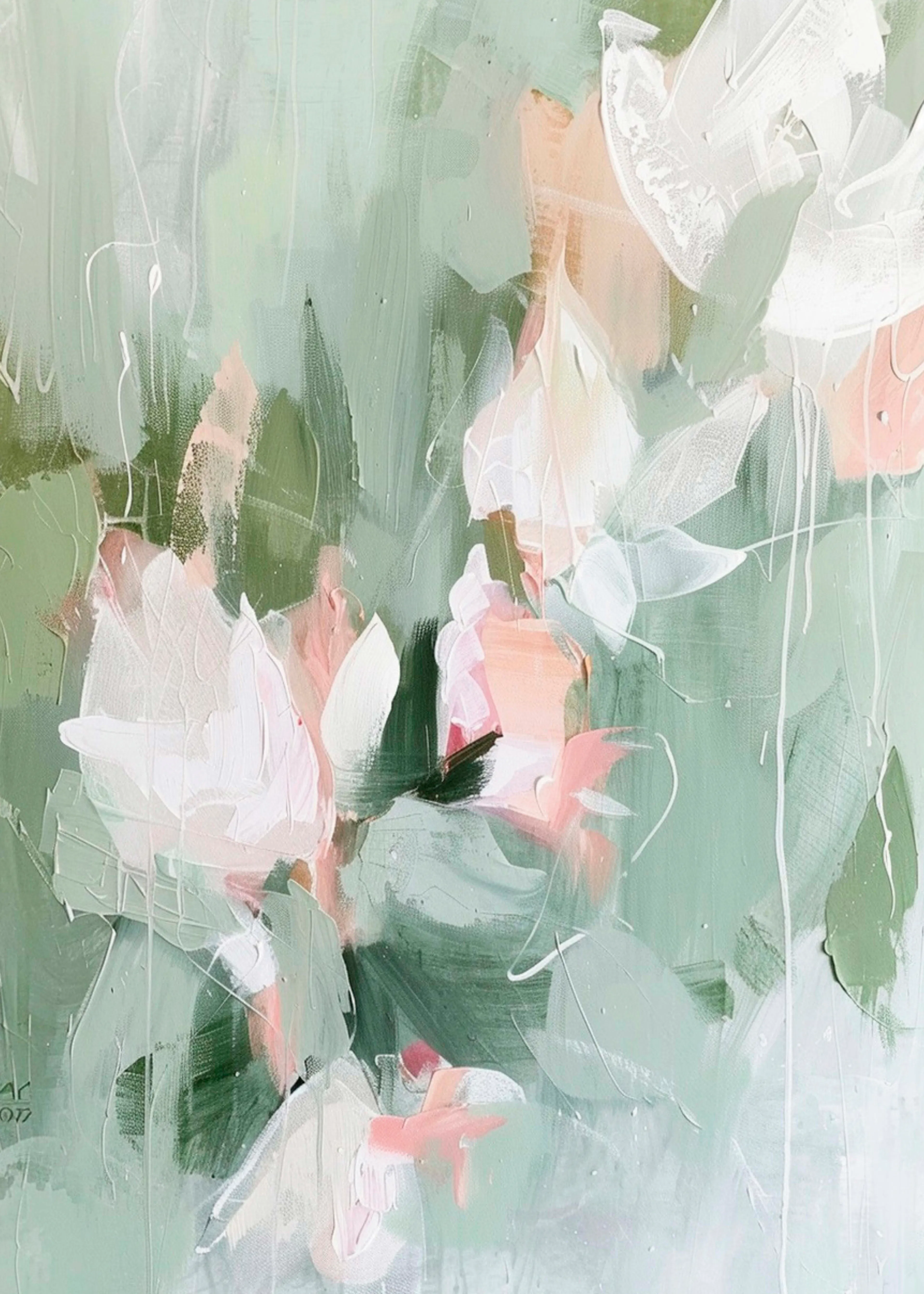 Sally Ann Moss - Fleurs Pastel Douces Poster 0