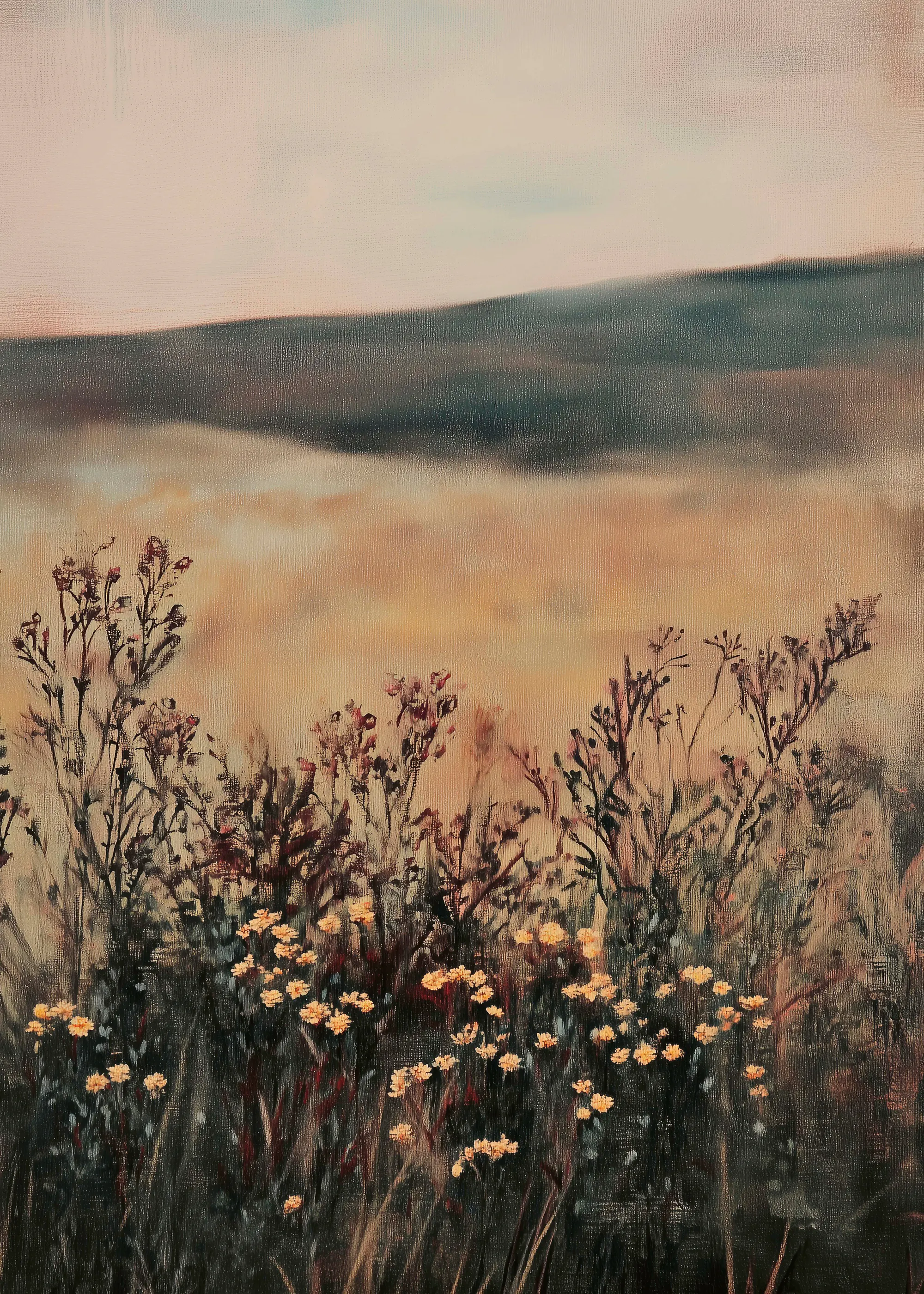 Melloi Art Prints - Golden Field With Wildflowers Poster 0