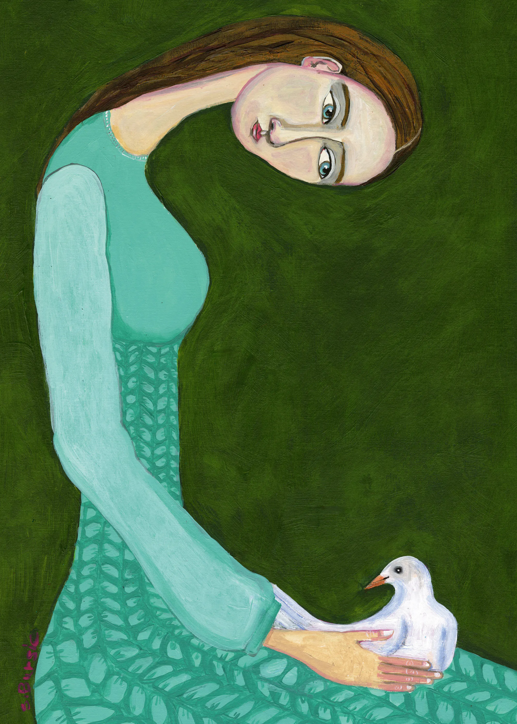 Sharyn Bursic - Rolig Kvinne og Due No2 Plakat 0