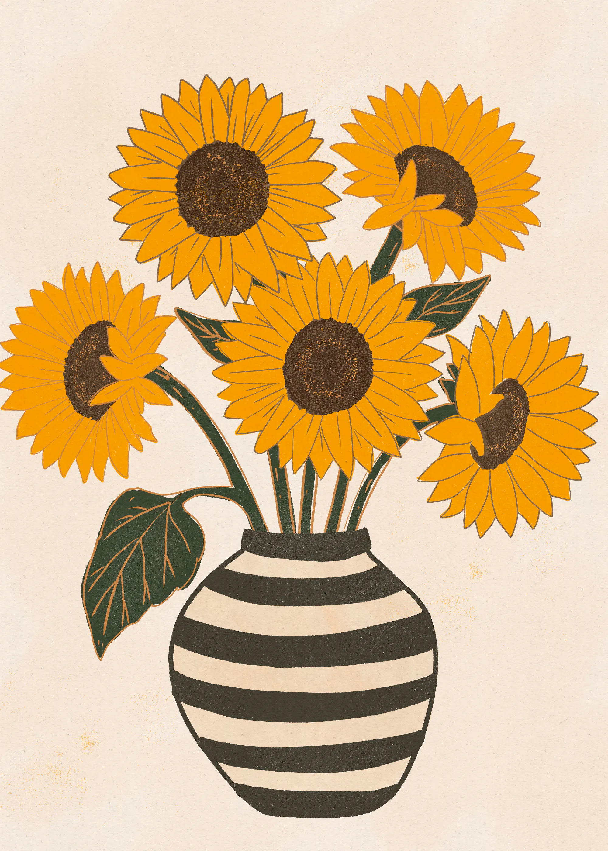 Nicholas - Sonnenblumen in gestreifter Vase Poster 0