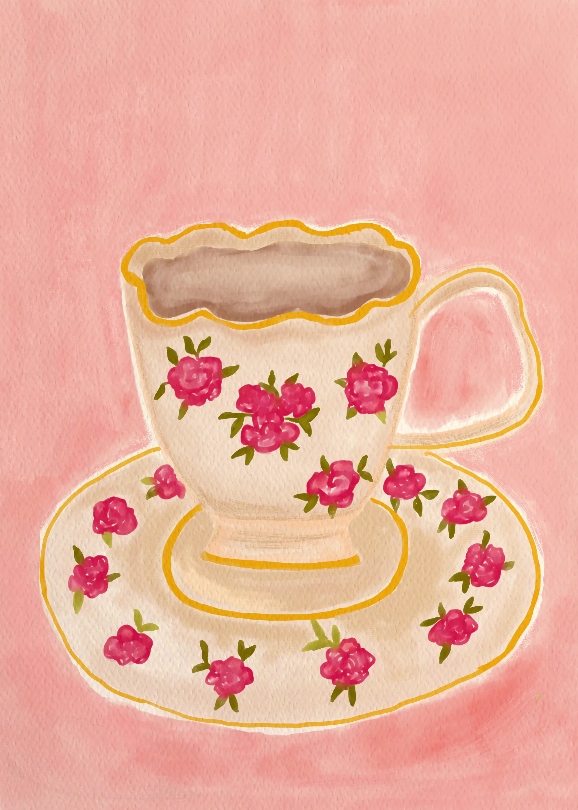 Aliya Putrus - Zarte Rosen-Teetasse Poster 0