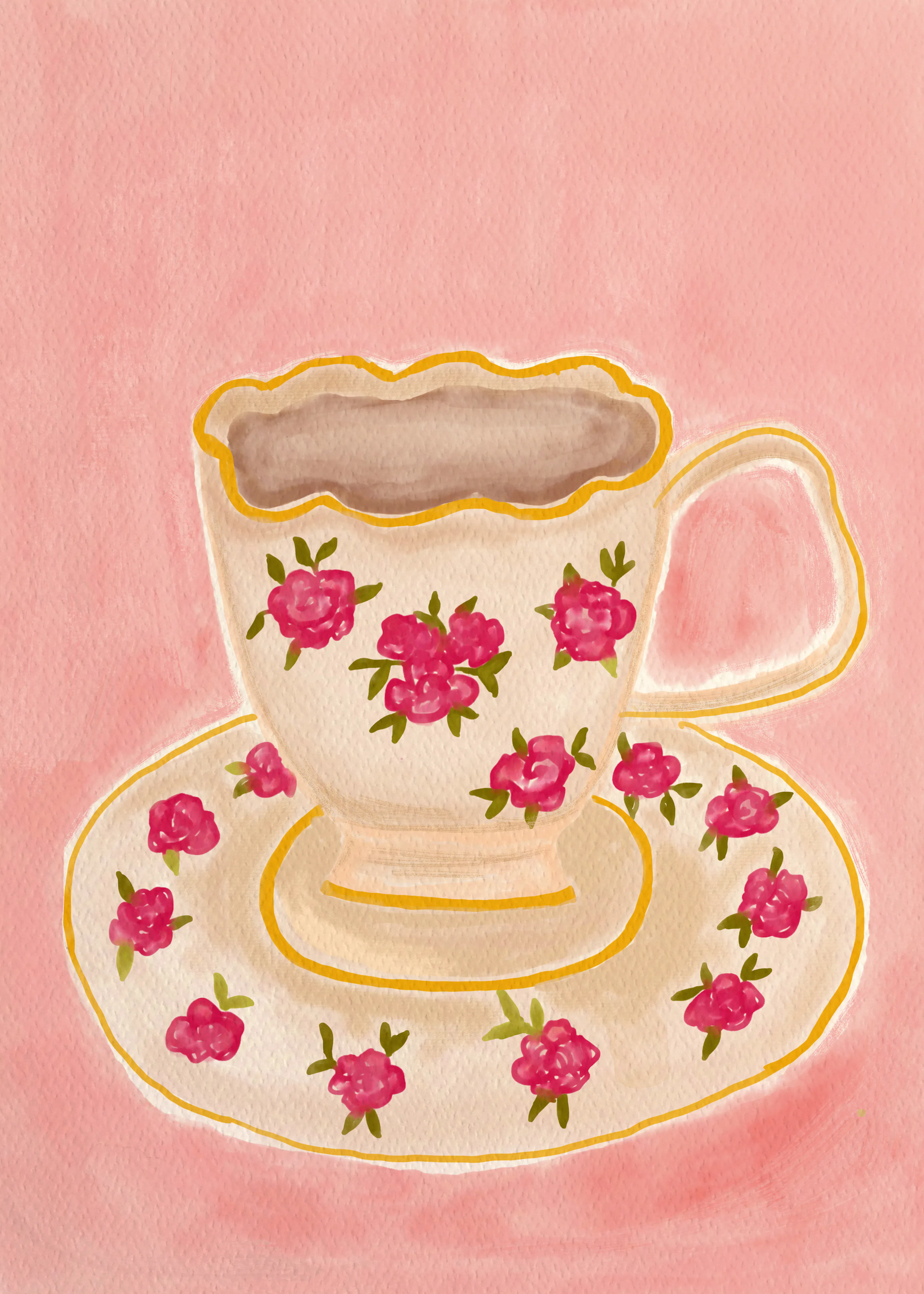 Aliya Putrus - Zarte Rosen-Teetasse Poster 0