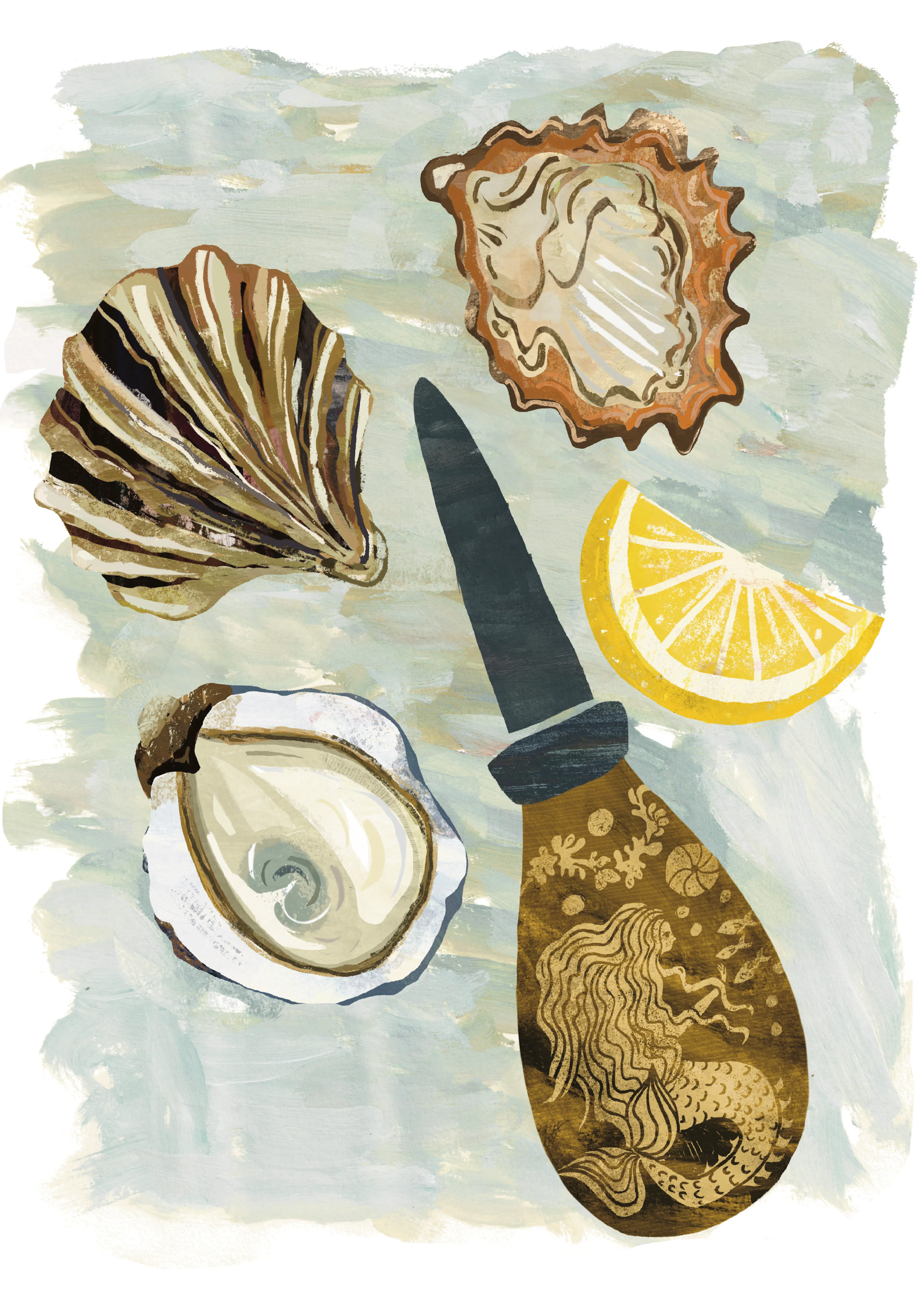 Claire Hanley - Huîtres Citron et Écailleur Affiche 0