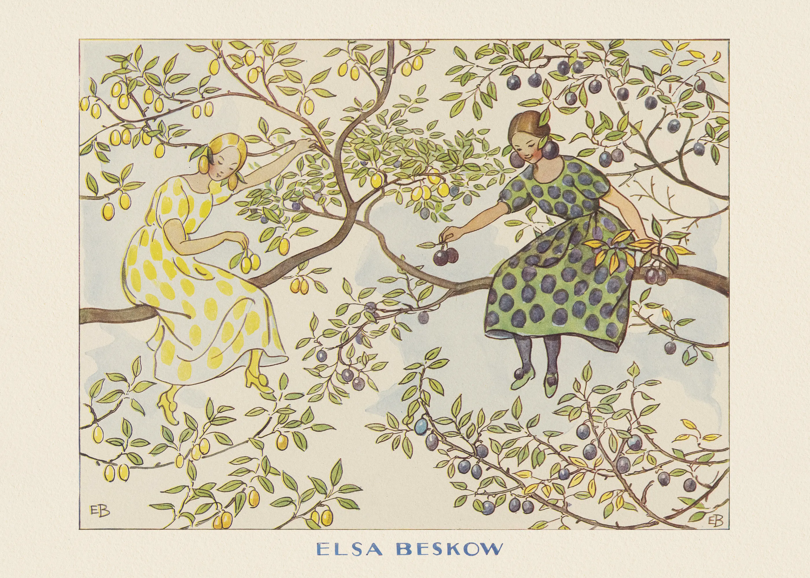 Elsa Beskow - Tomtebobarnen - Fröknarna Plommon Boarder Poster 0