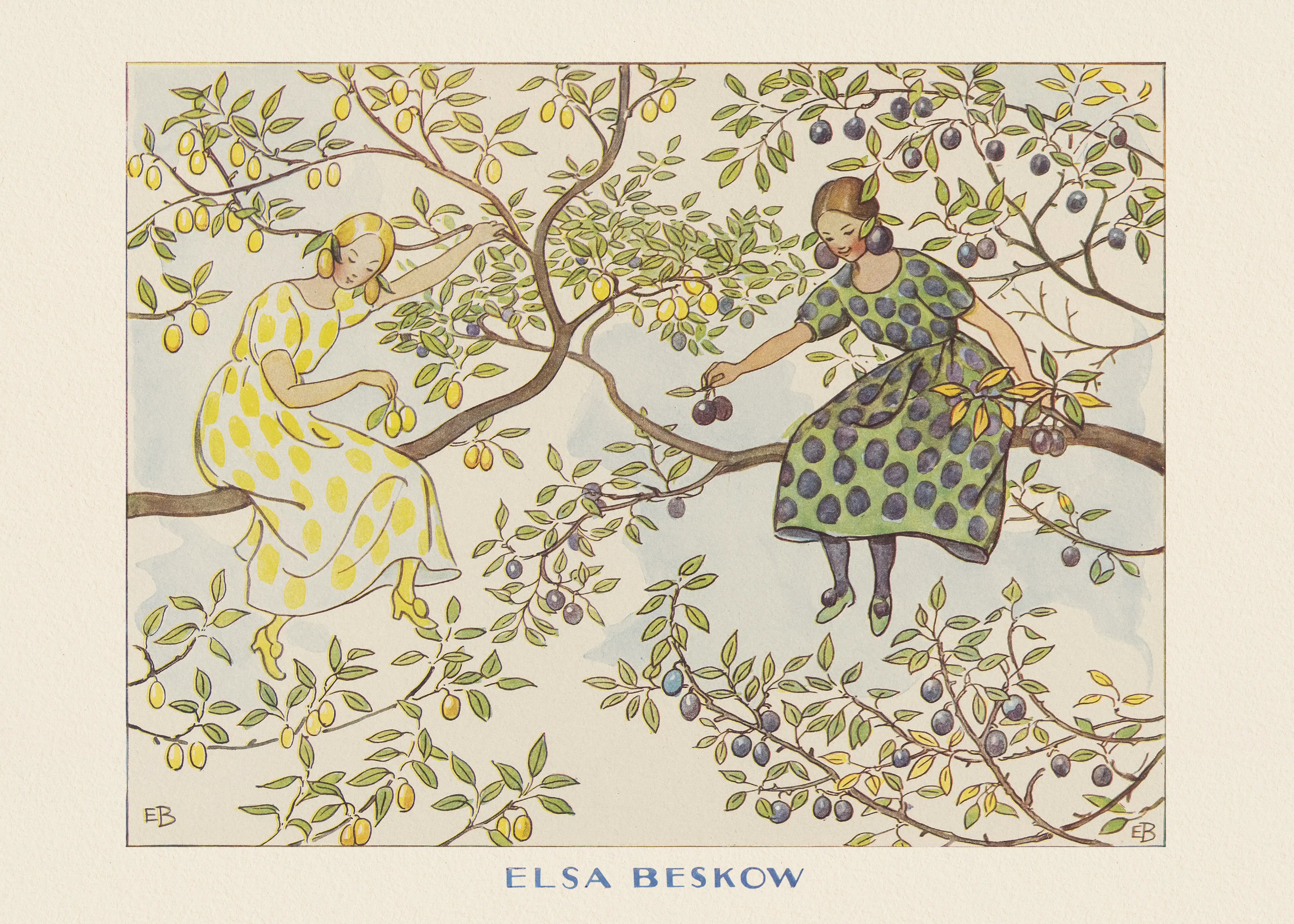 Elsa Beskow - Tomtebobarnen - Fröknarna Plommon Boarder Poster 0