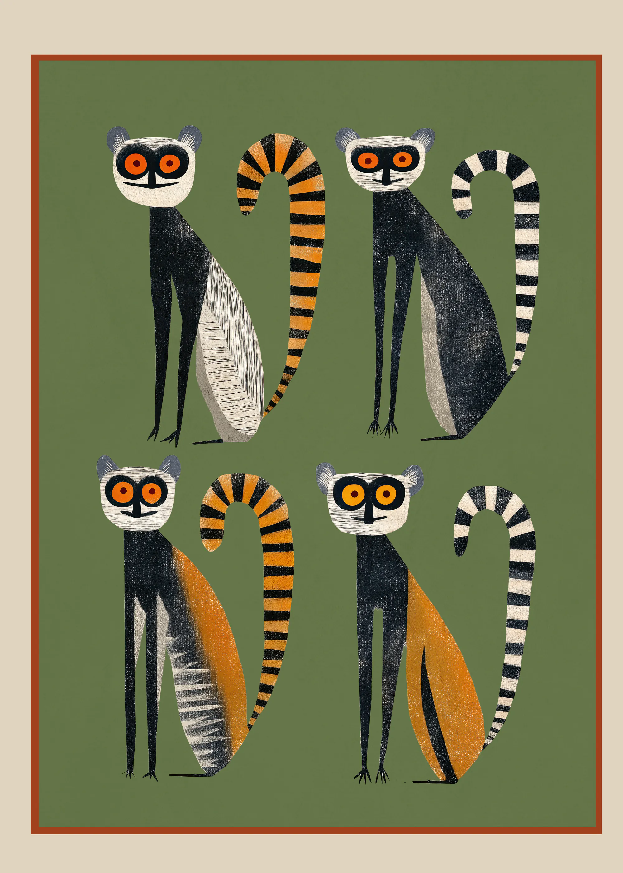 City Art - Playful Jungle Lemurs Poster 0