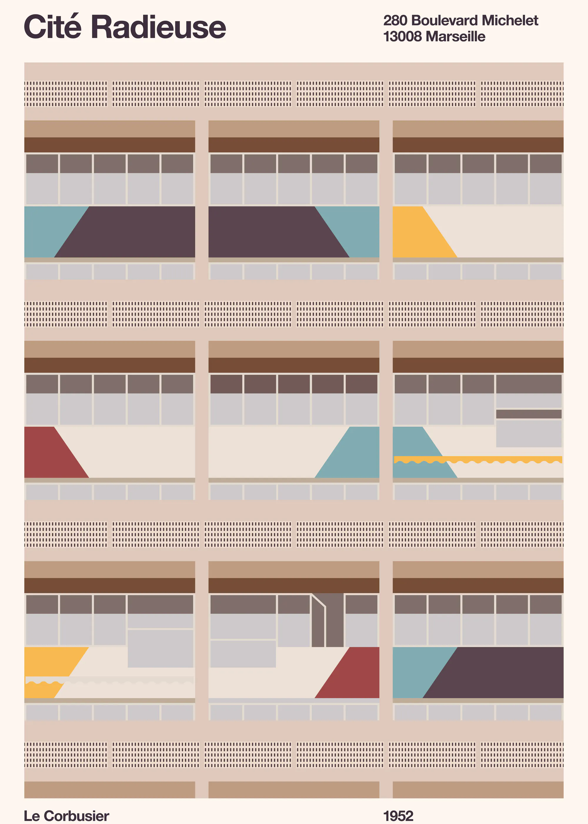 Florent Bodart - Fargerik Geometrisk Fasade Plakat 0