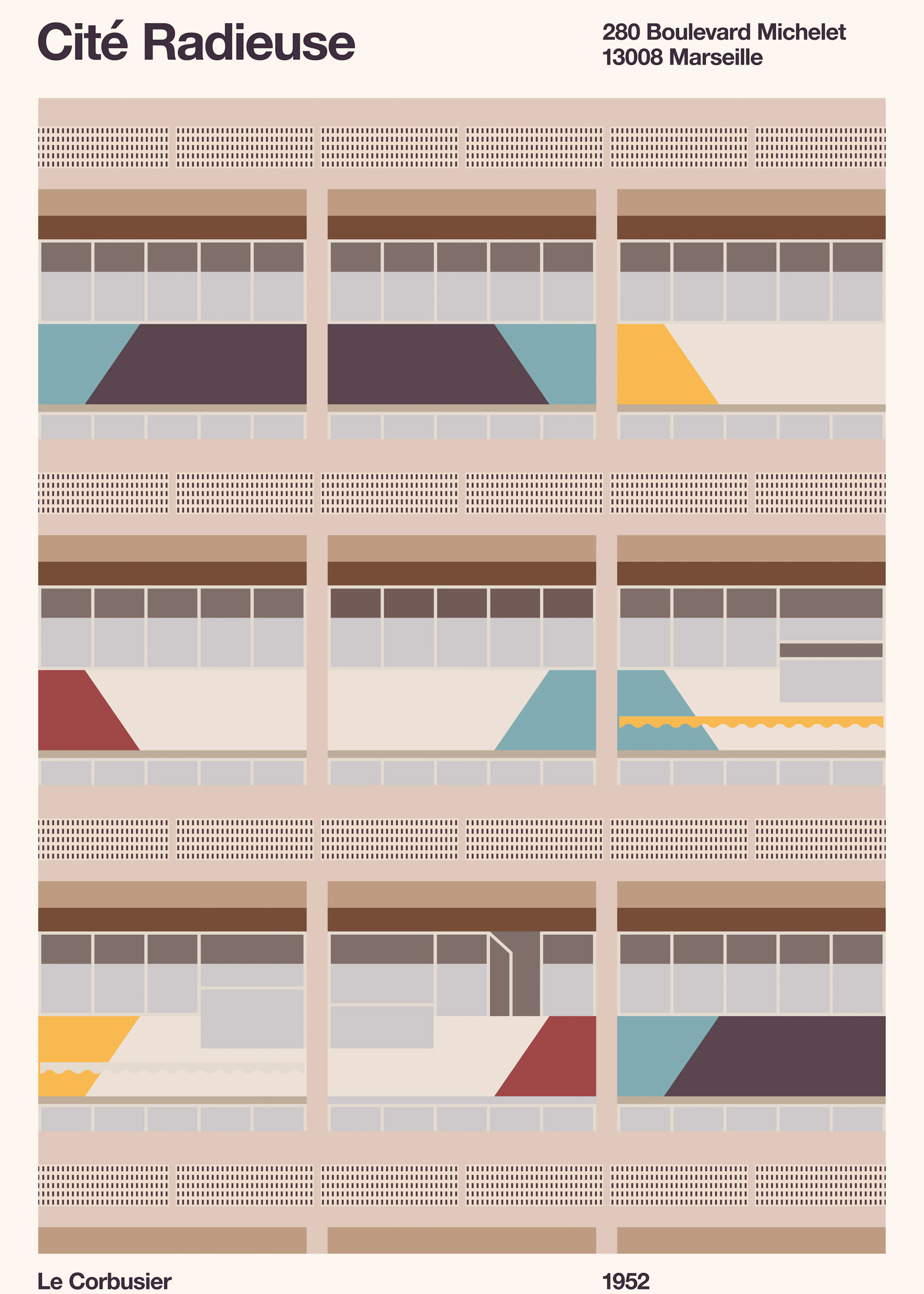 Florent Bodart - Fargerik Geometrisk Fasade Plakat 0