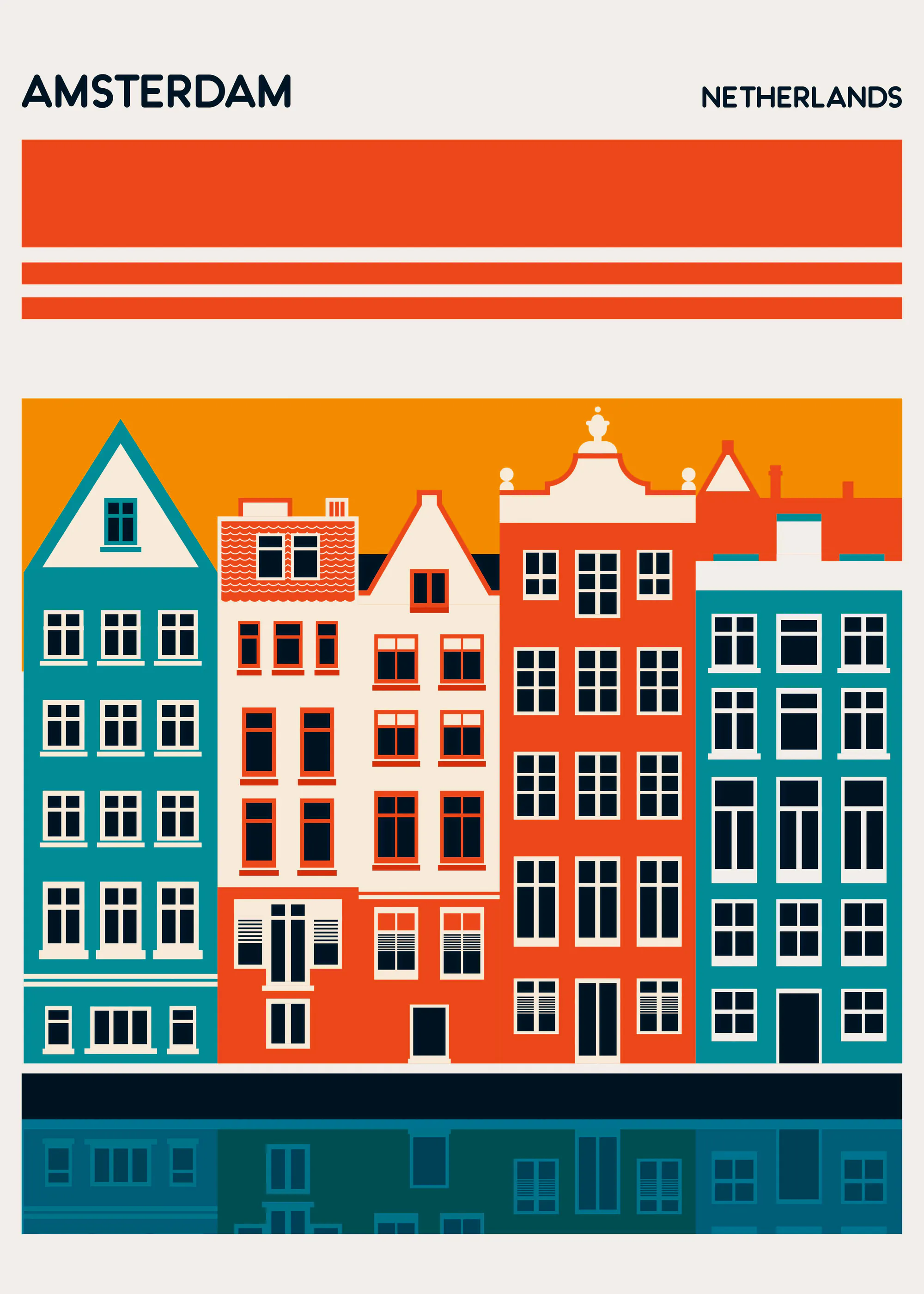 Retrodrome - Amsterdam Canal Houses Plakat 0