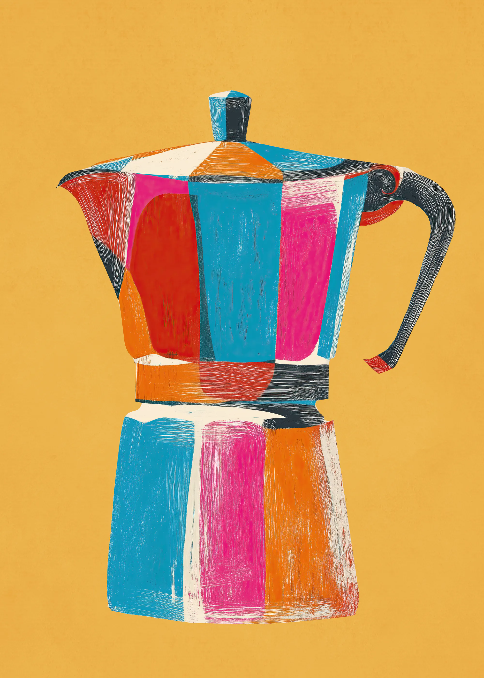 Flow Line - Vibrant Moka Pot Poster 0