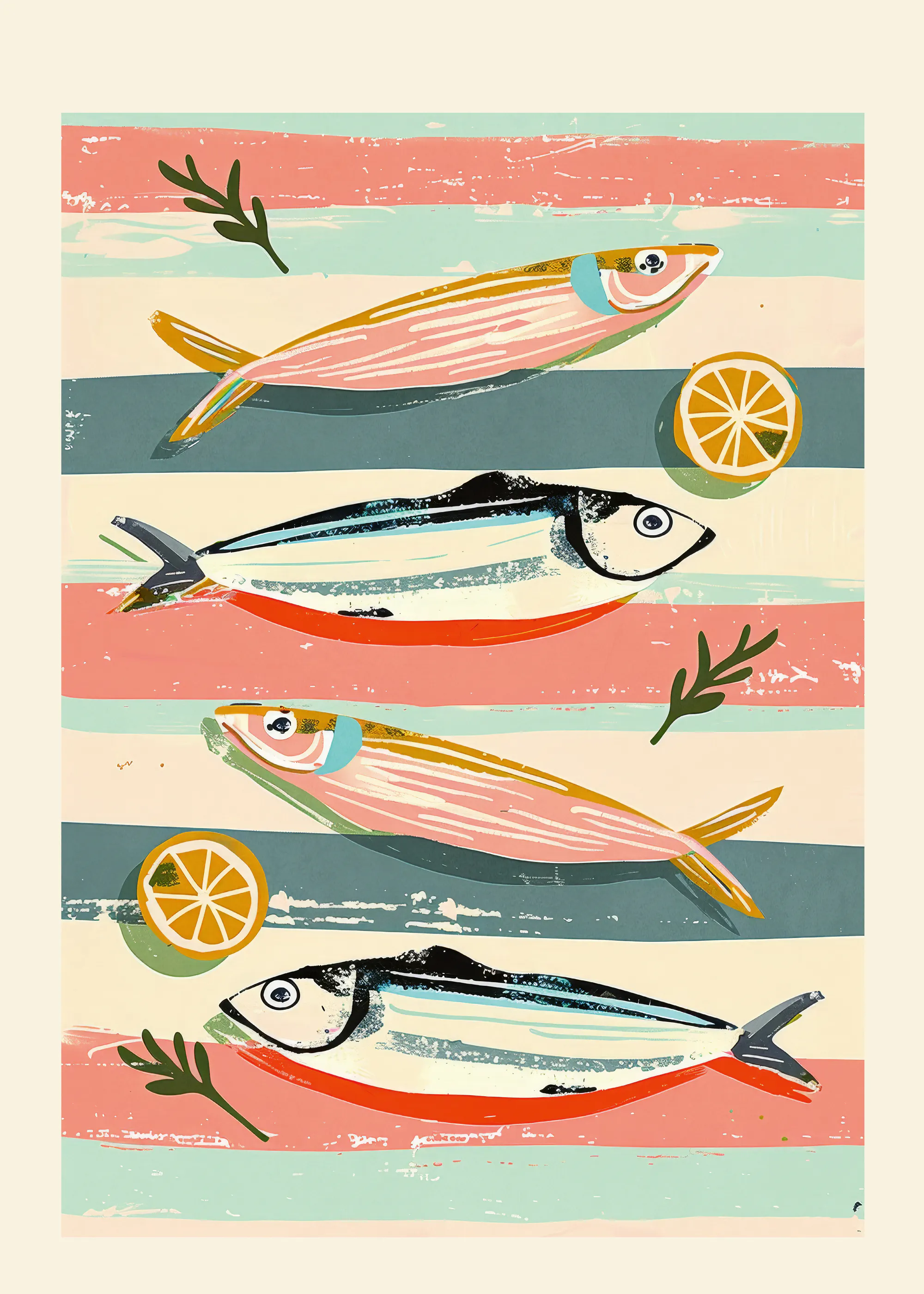 Nadjaa - Striped Fish and Lemons Poster 0