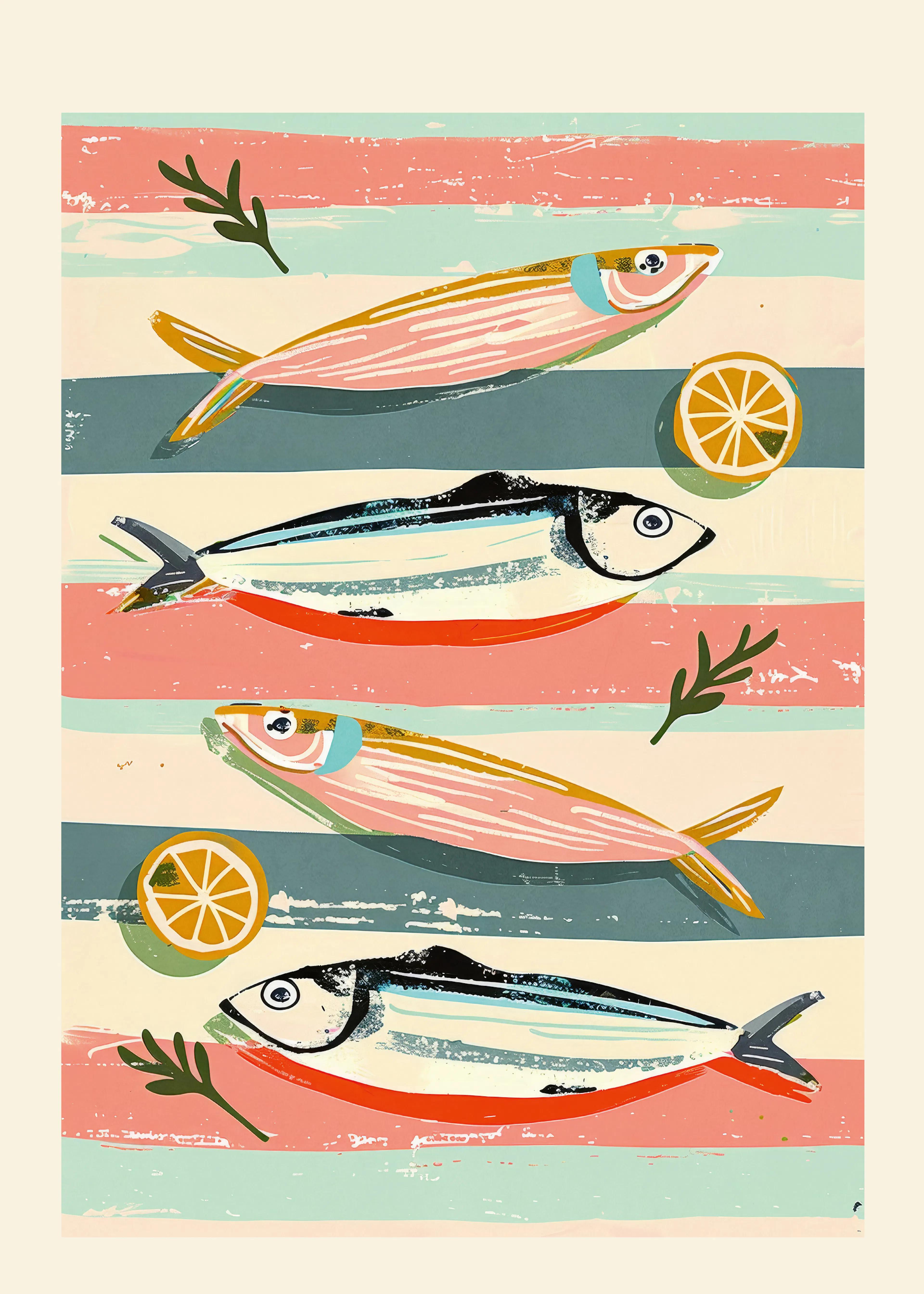 Nadjaa - Striped Fish and Lemons Poster 0