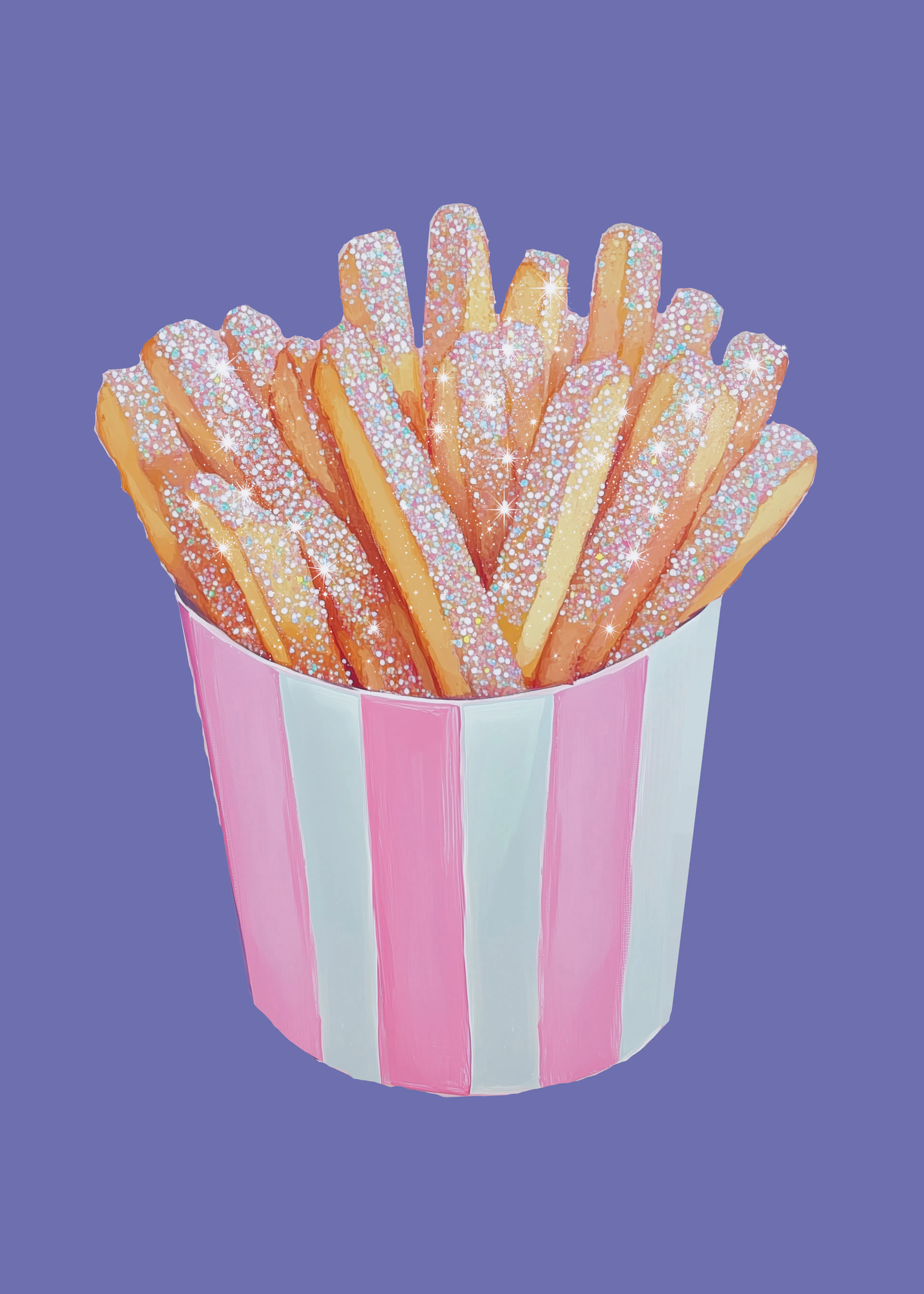 Melloi Art Prints - Sparkly Pink Fries Print 0