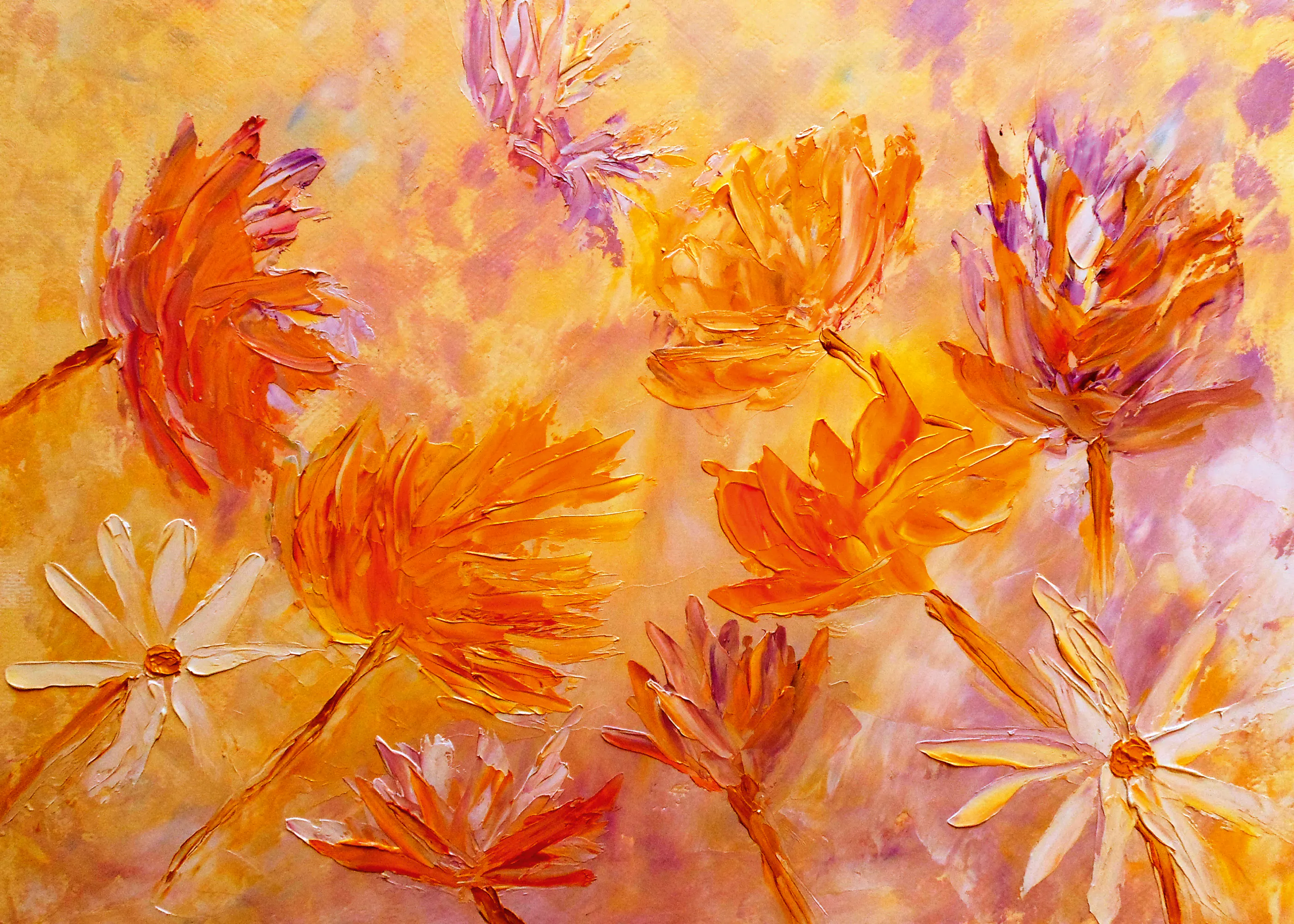 Angeles M. Pomata - Levende Teksturerede Blomster Plakat 0