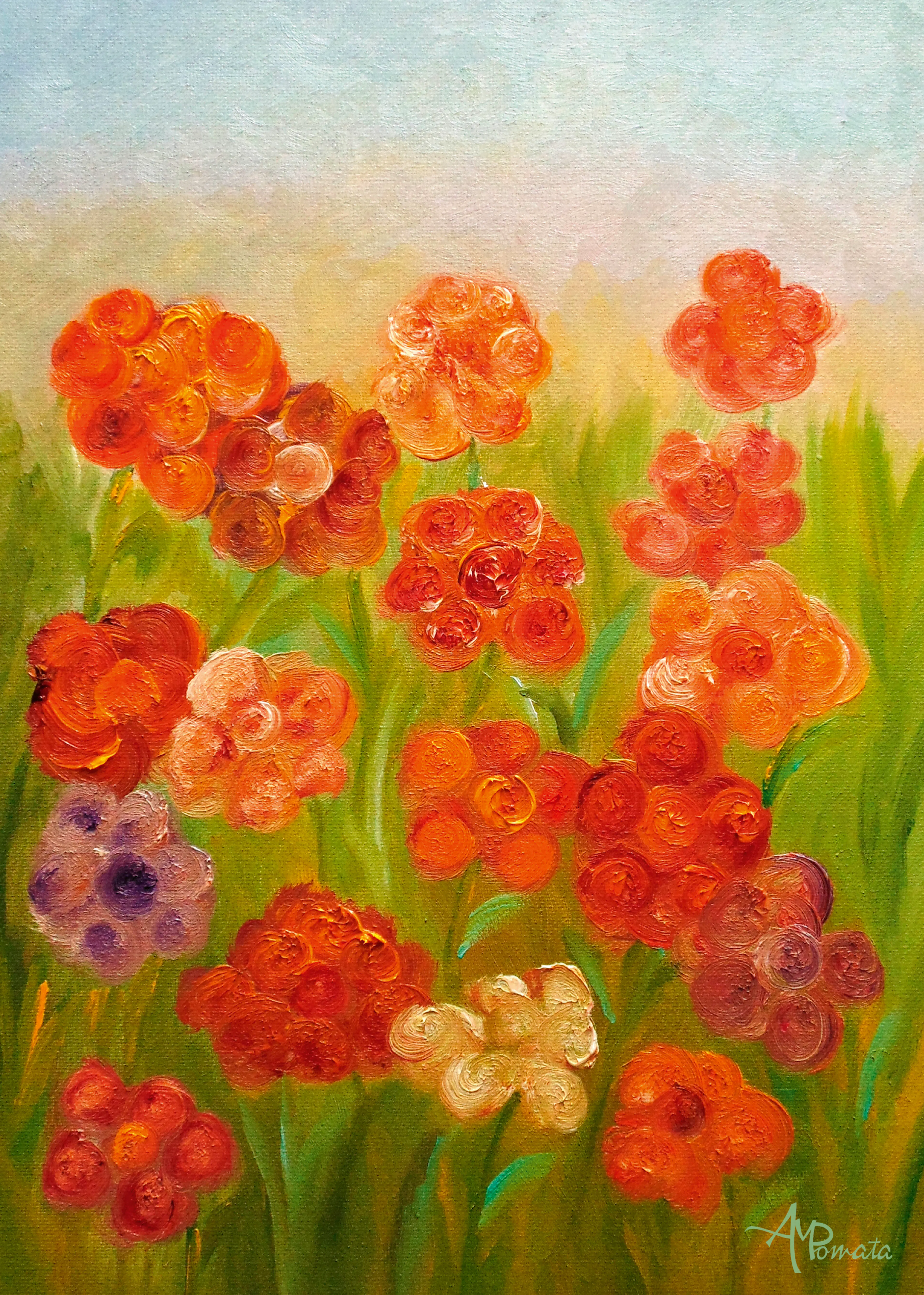 Angeles M. Pomata - Levende Blomstermark Plakat 0