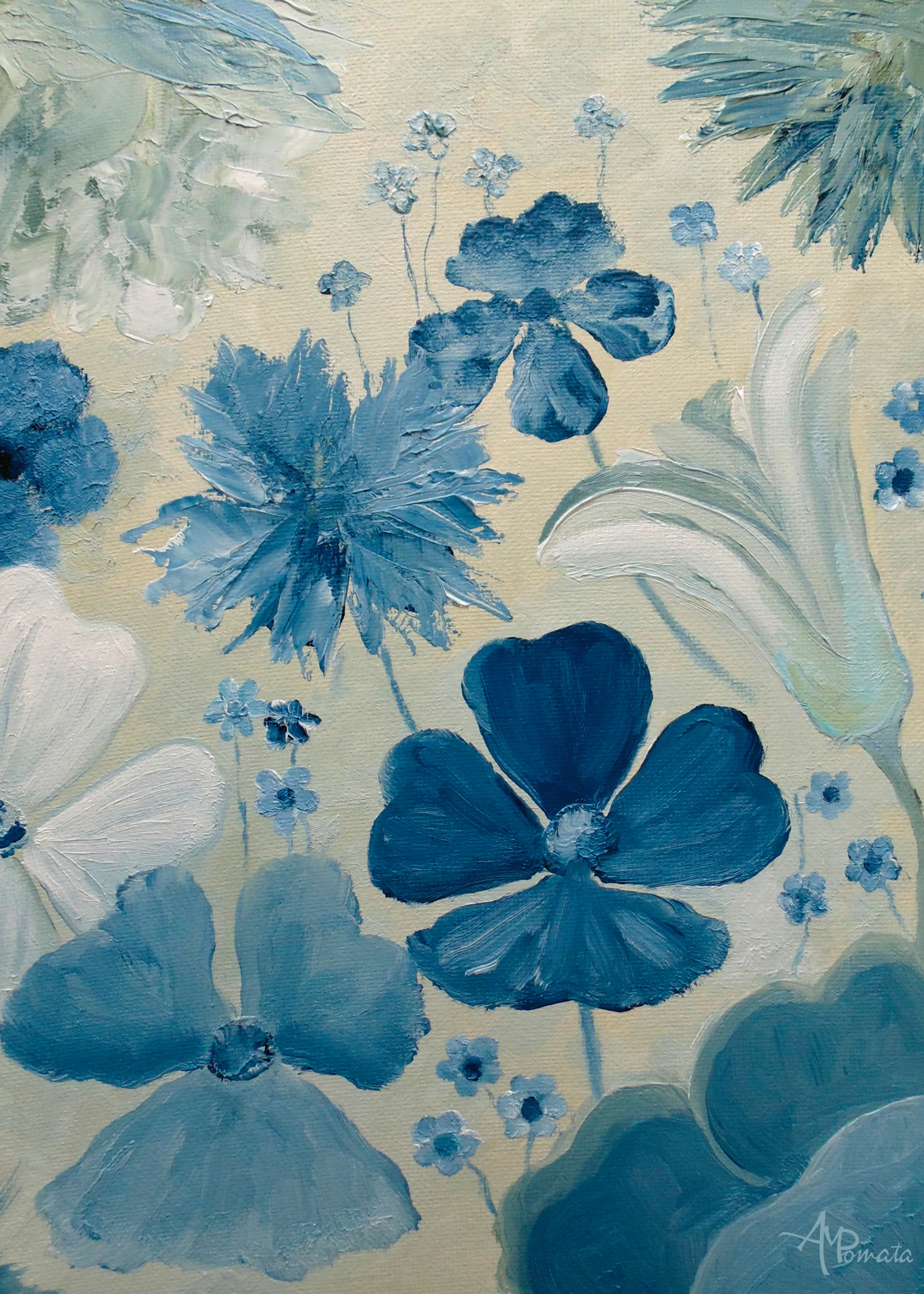 Angeles M. Pomata - Soft Blue Garden Flowers Poster 0