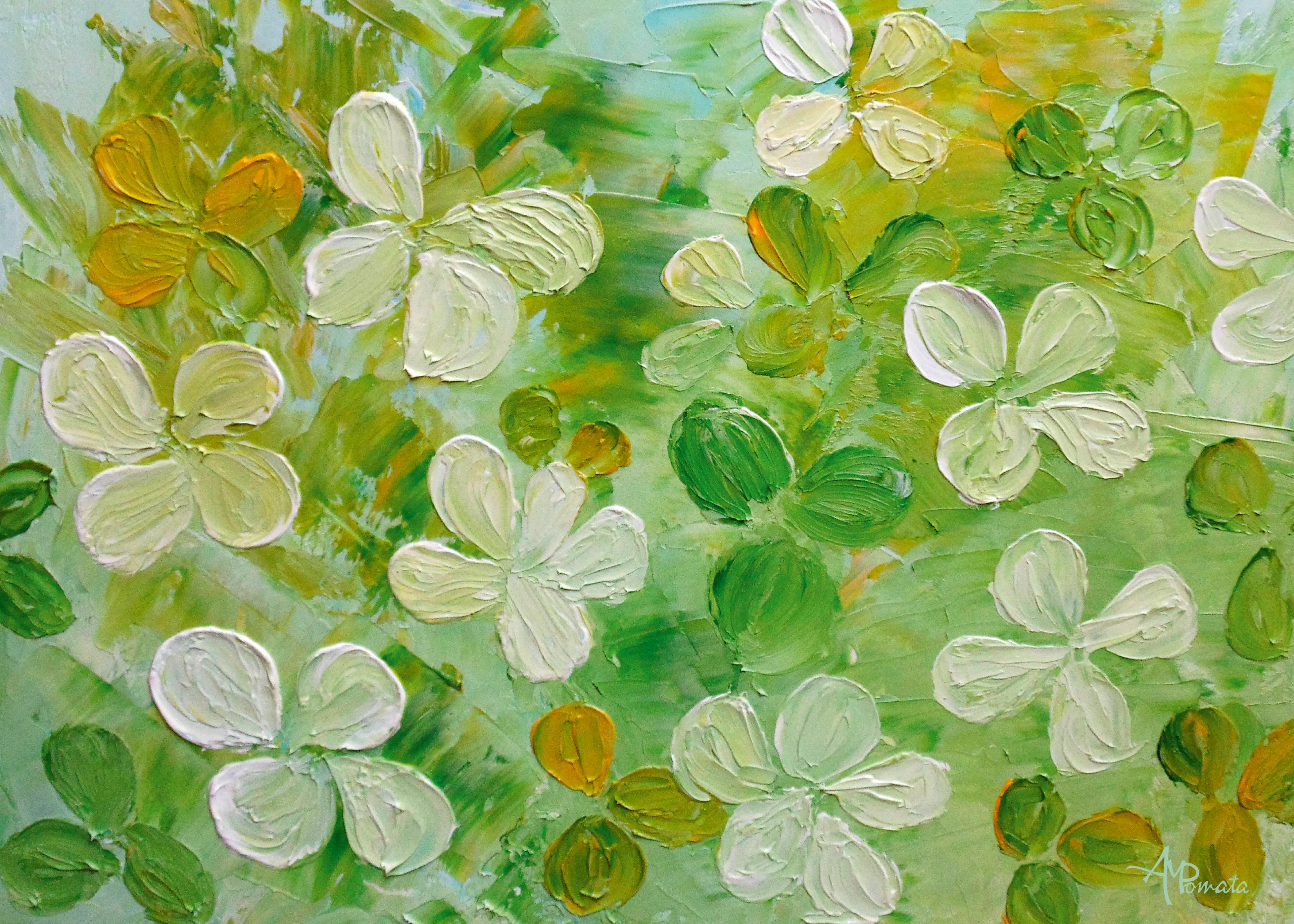 Angeles M. Pomata - Friske Grønne Blomster Plakat 0