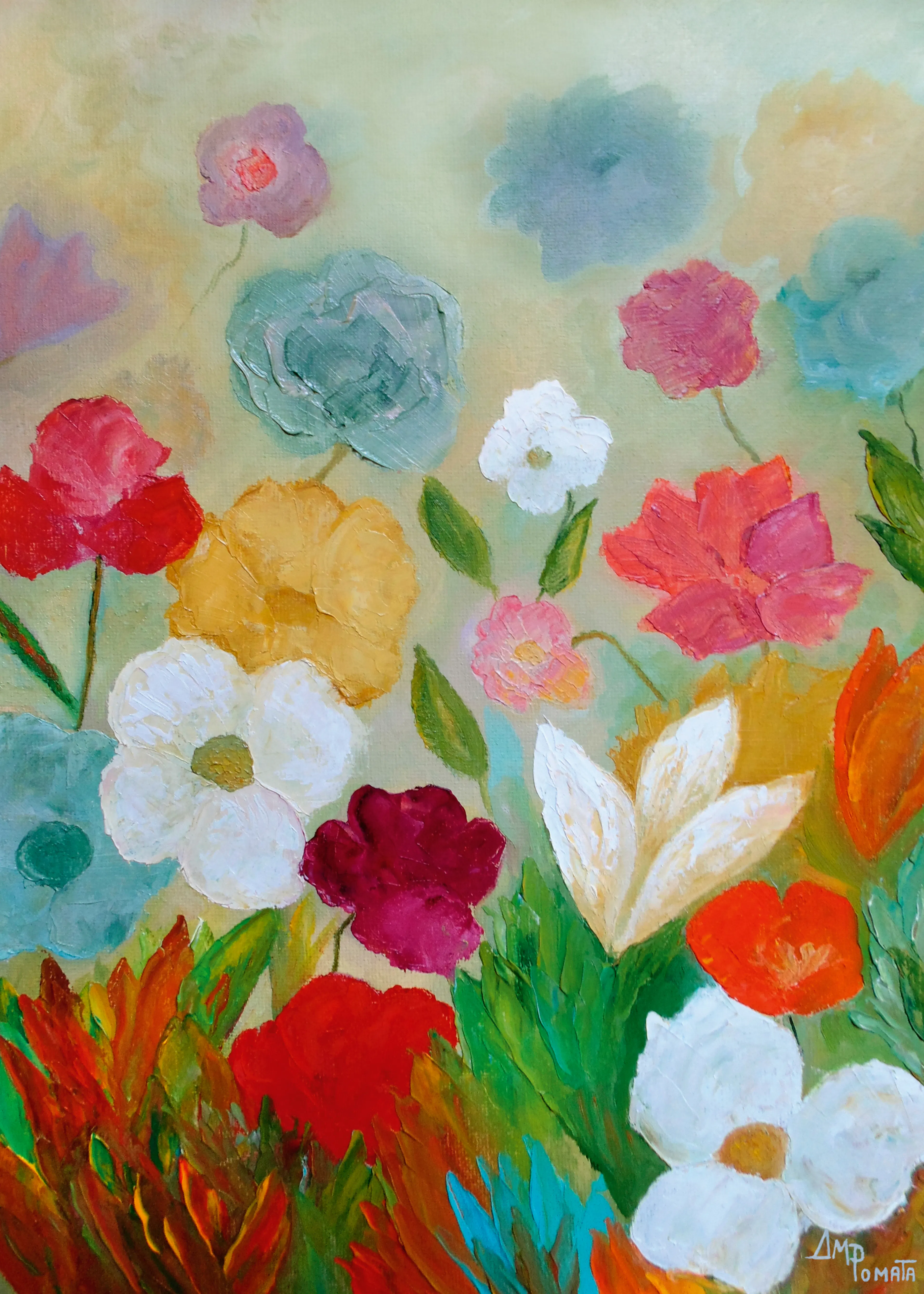 Angeles M. Pomata - Farverig Impressionistisk Have Plakat 0