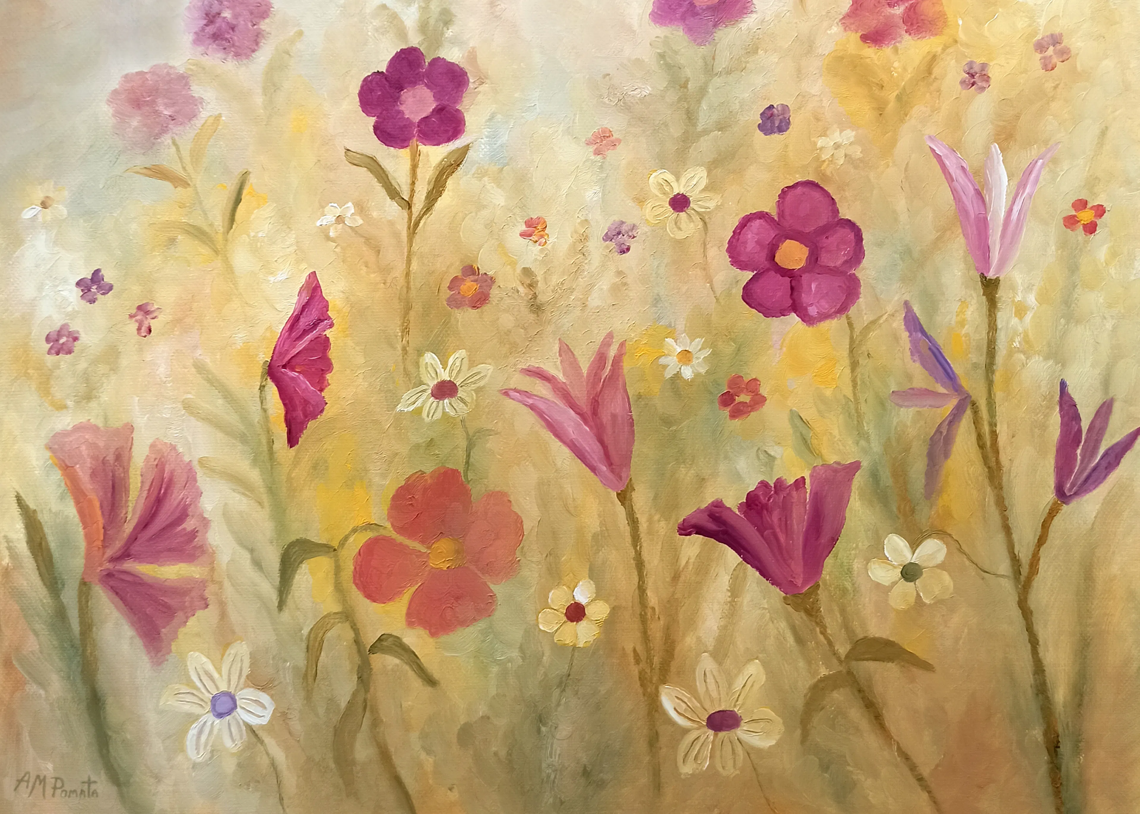 Angeles M. Pomata - Livlig Blomstermark Plakat 0