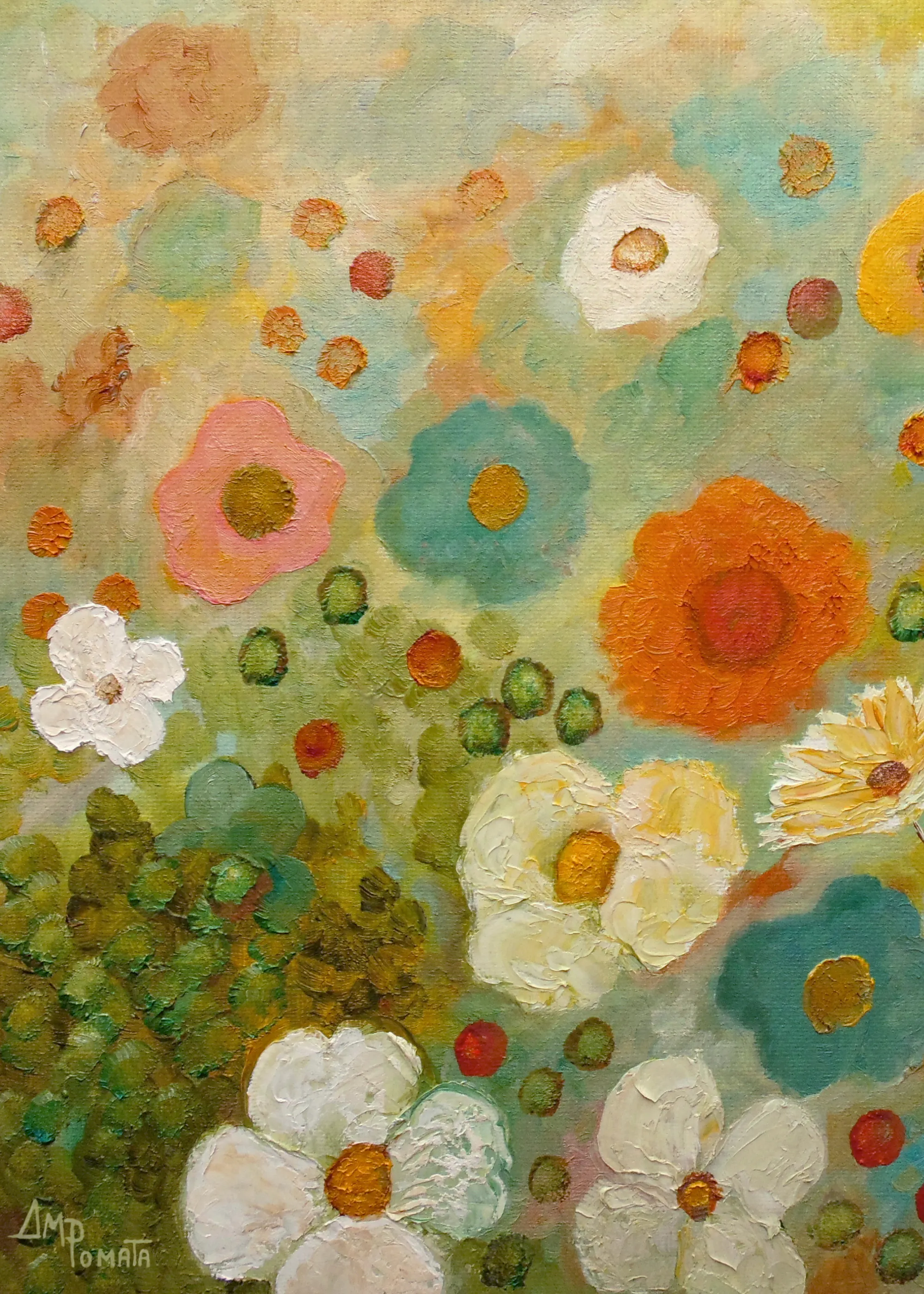 Angeles M. Pomata - Livlige Engblomster Plakat 0