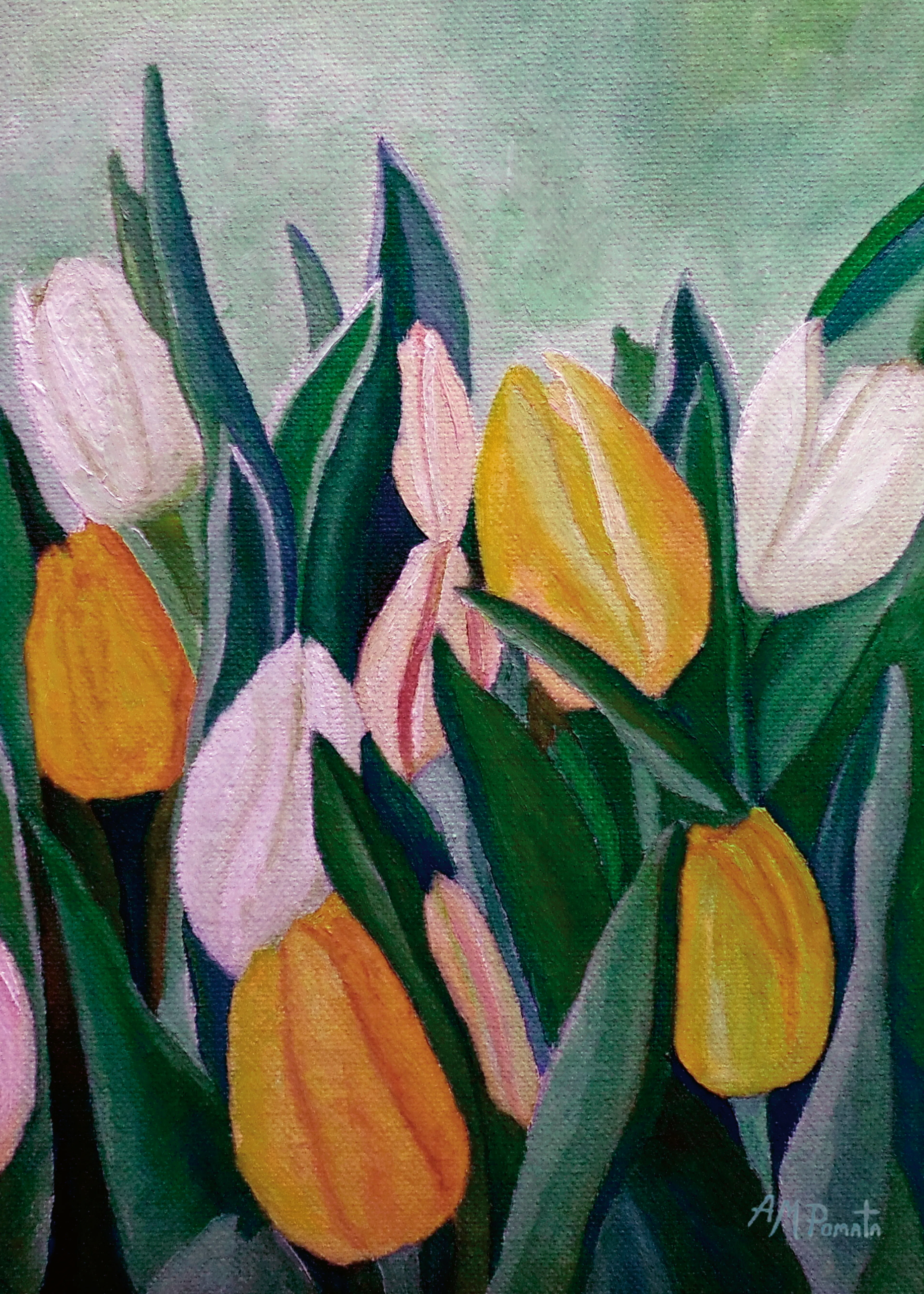 Angeles M. Pomata - Livlige Vårtulipaner Plakat 0