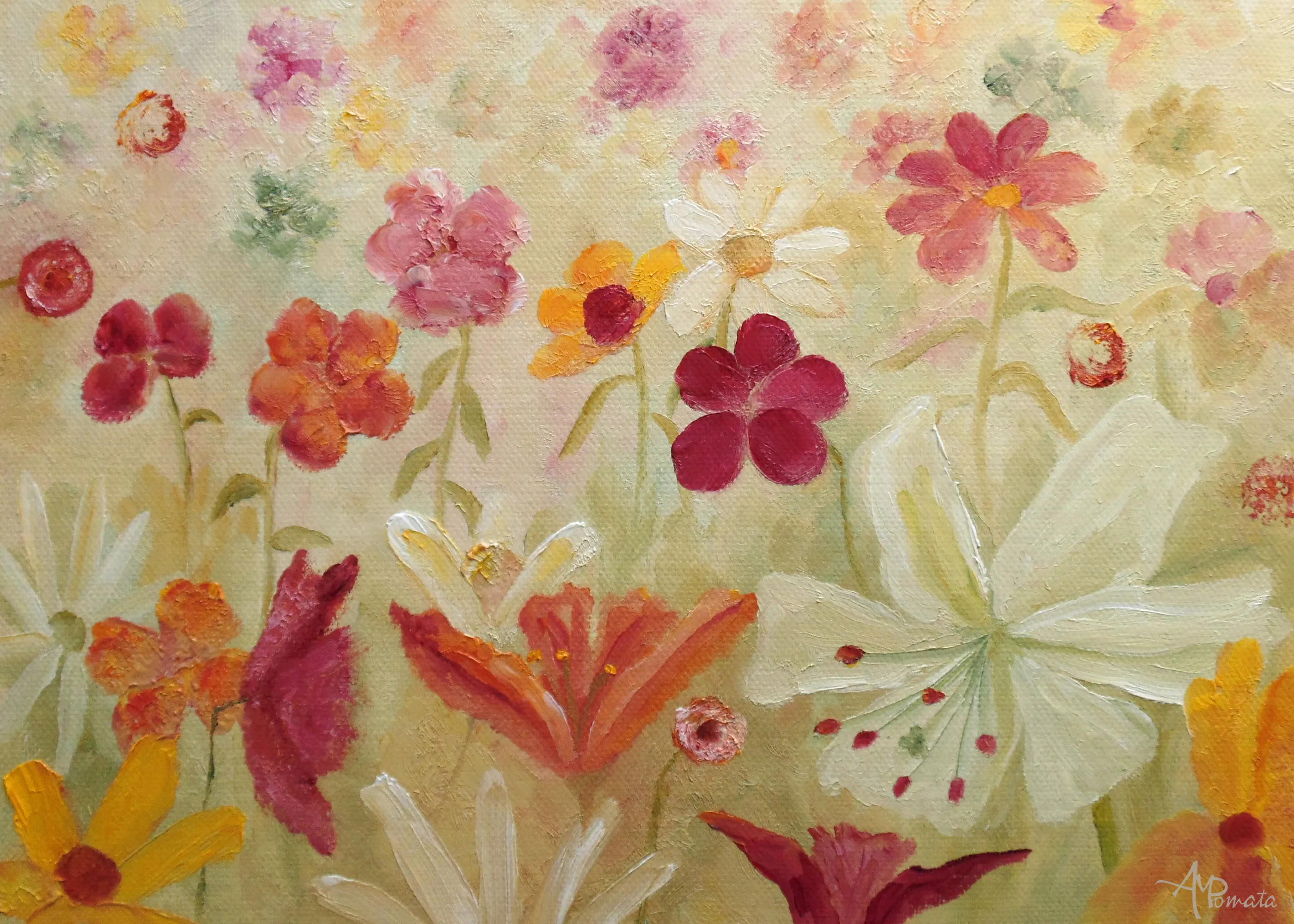 Angeles M. Pomata - Livlig Blomsterhage No2 Plakat 0