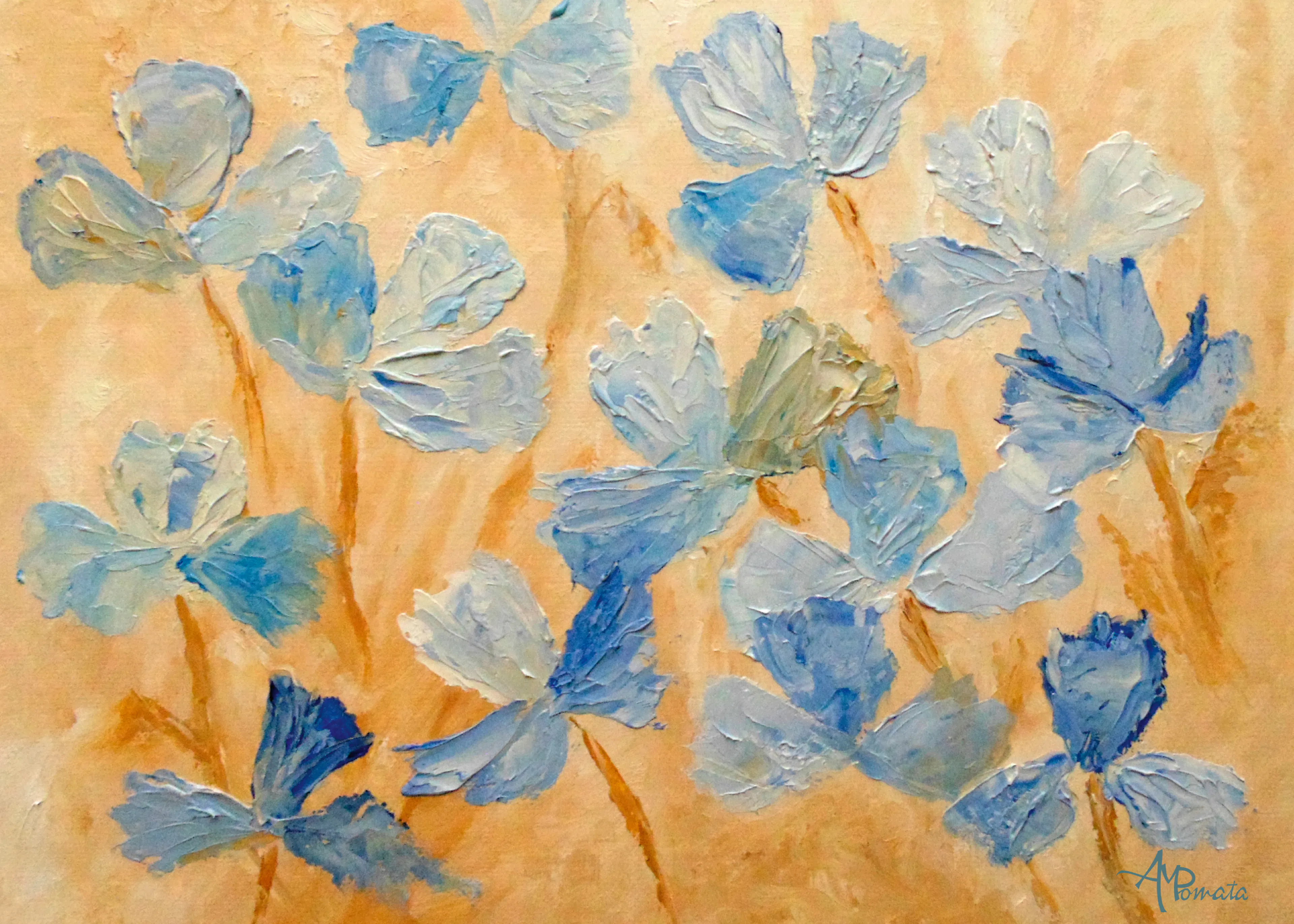 Angeles M. Pomata - Textured Blue Flowers Poster 0