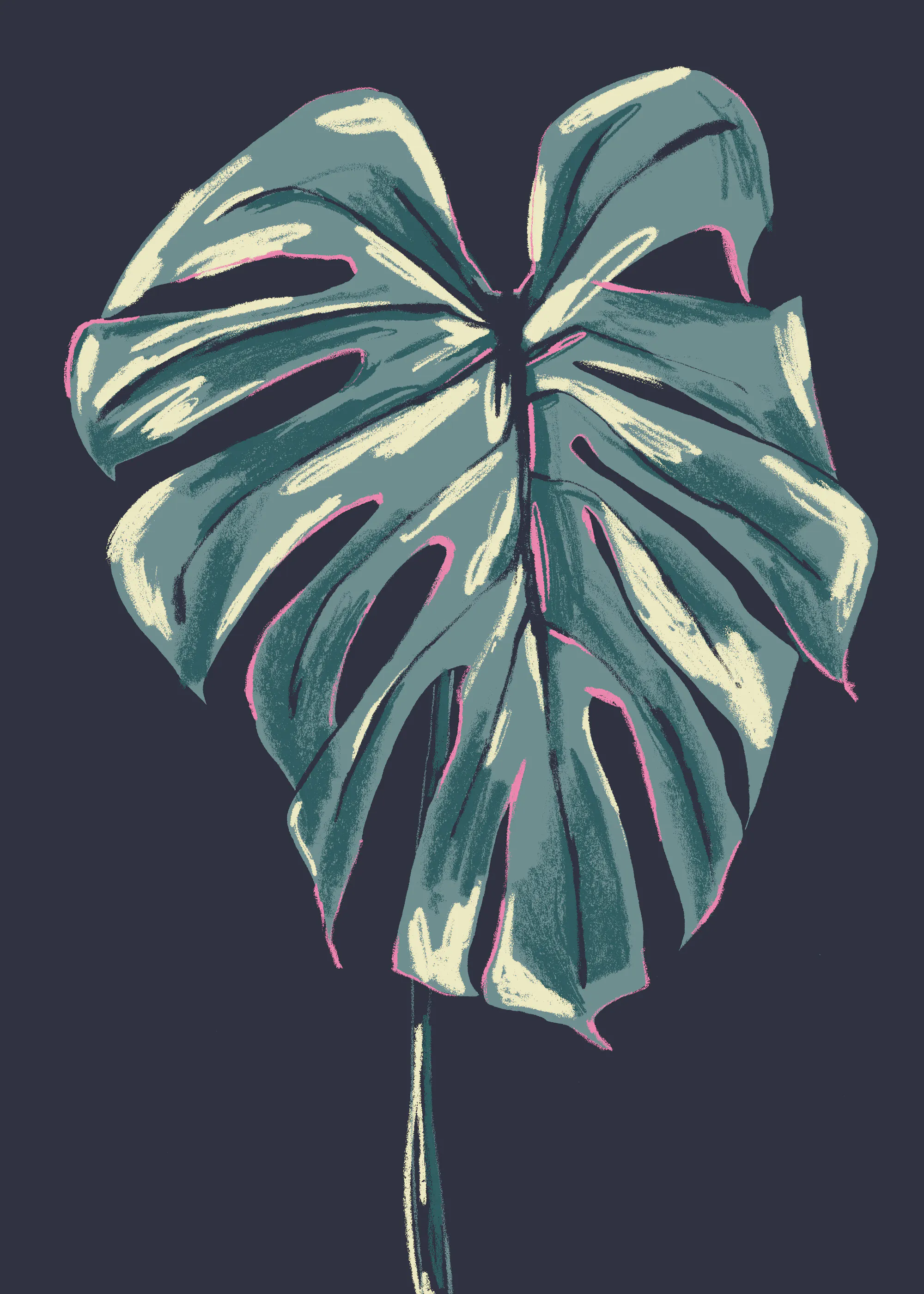 Francesco Gulina - Dark Tropical Monstera Leaf Poster 0