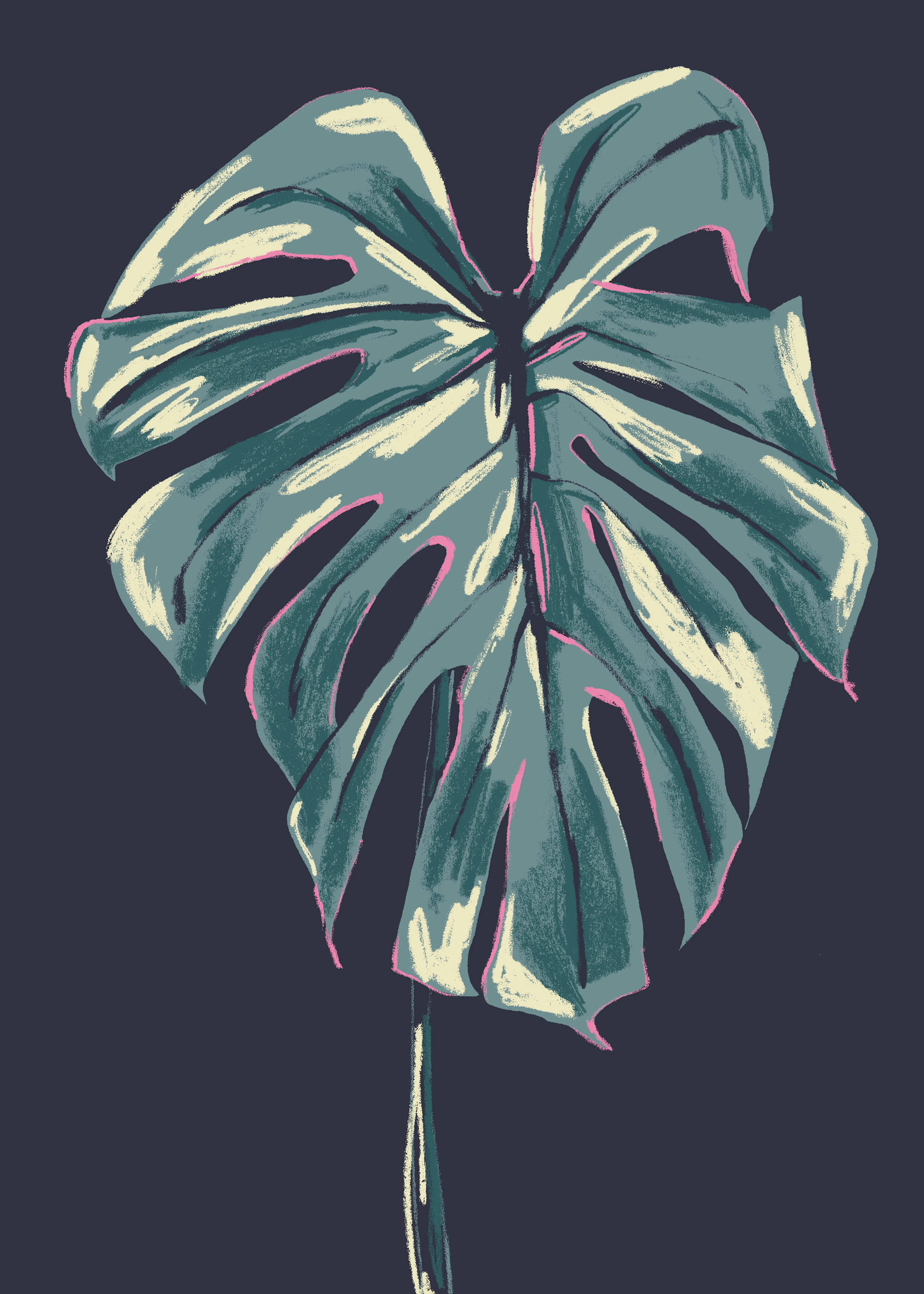 Francesco Gulina - Dark Tropical Monstera Leaf Poster 0