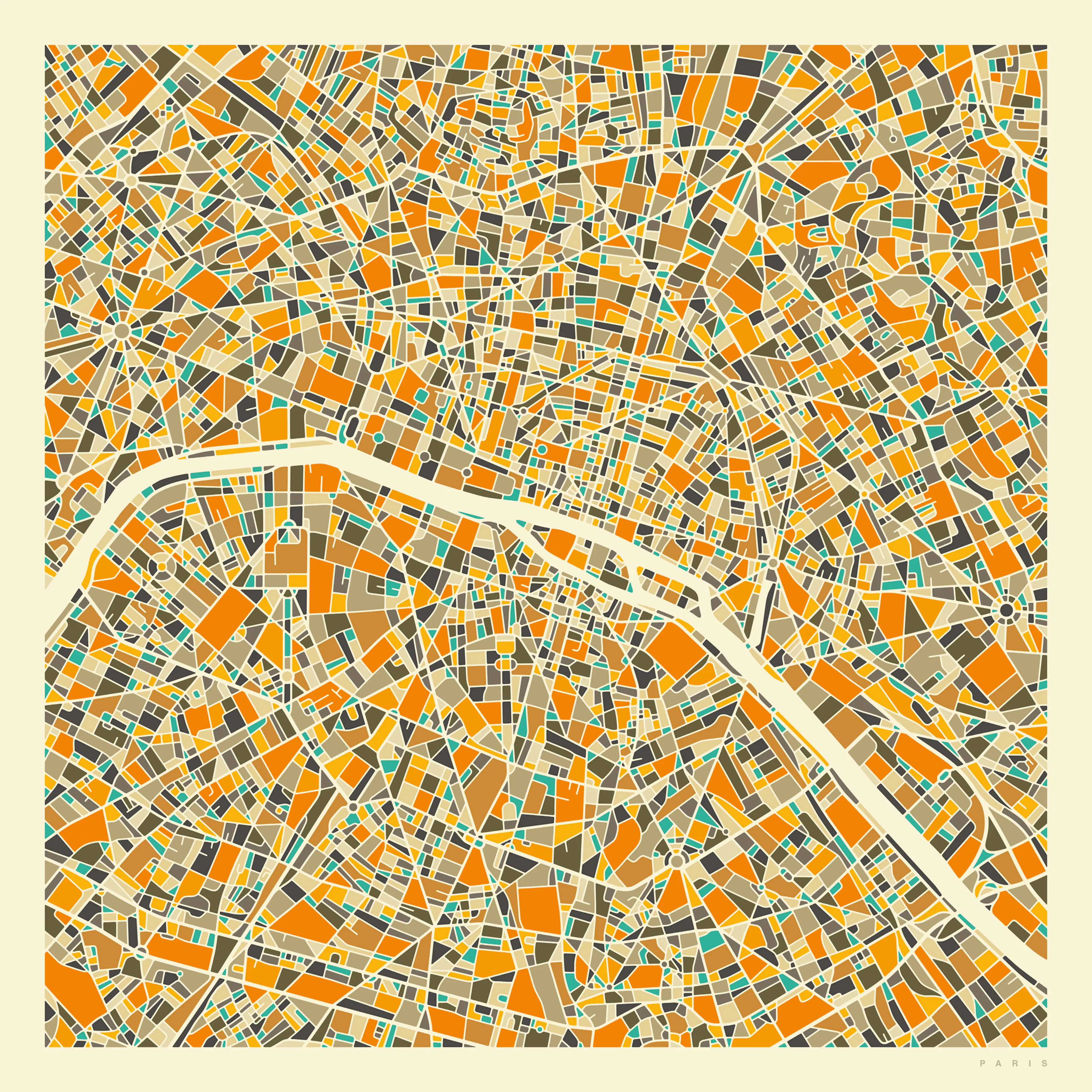 Jazzberry Blue - Paris Geometric Map Poster 0