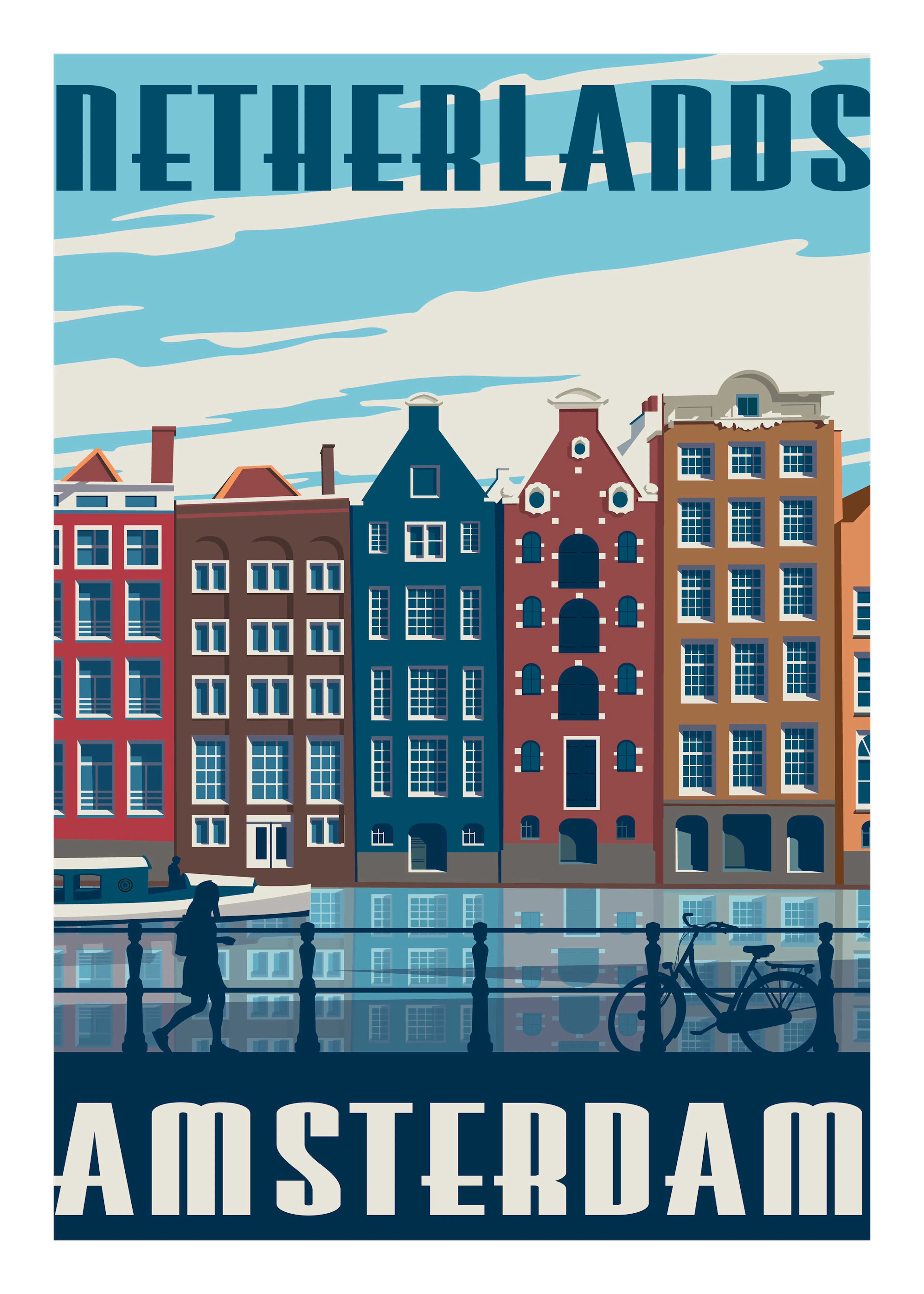 Retrodrome - Vibrant Amsterdam Canal Houses Poster 0