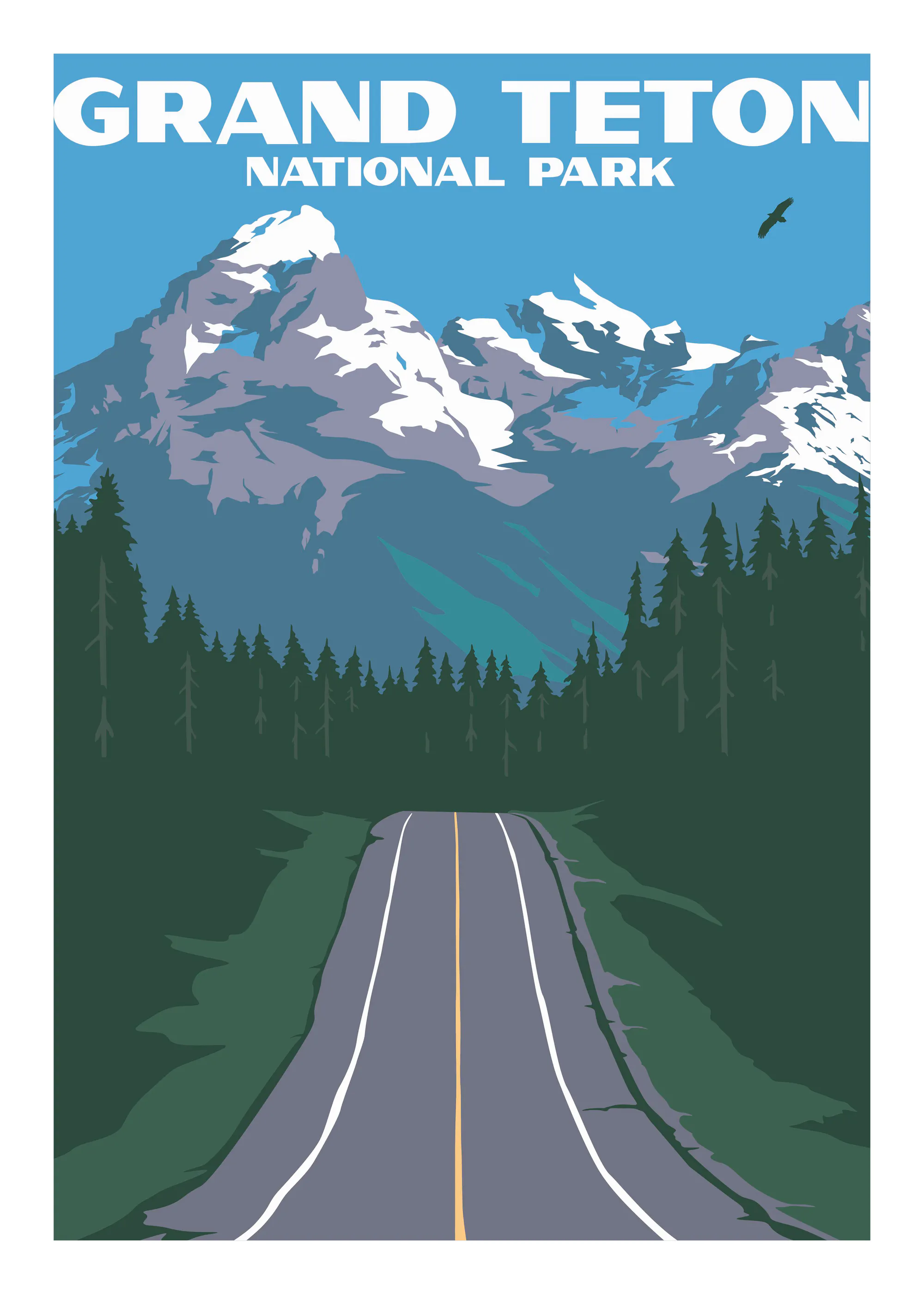 Retrodrome - Grand Teton Mountain Road Plakat 0