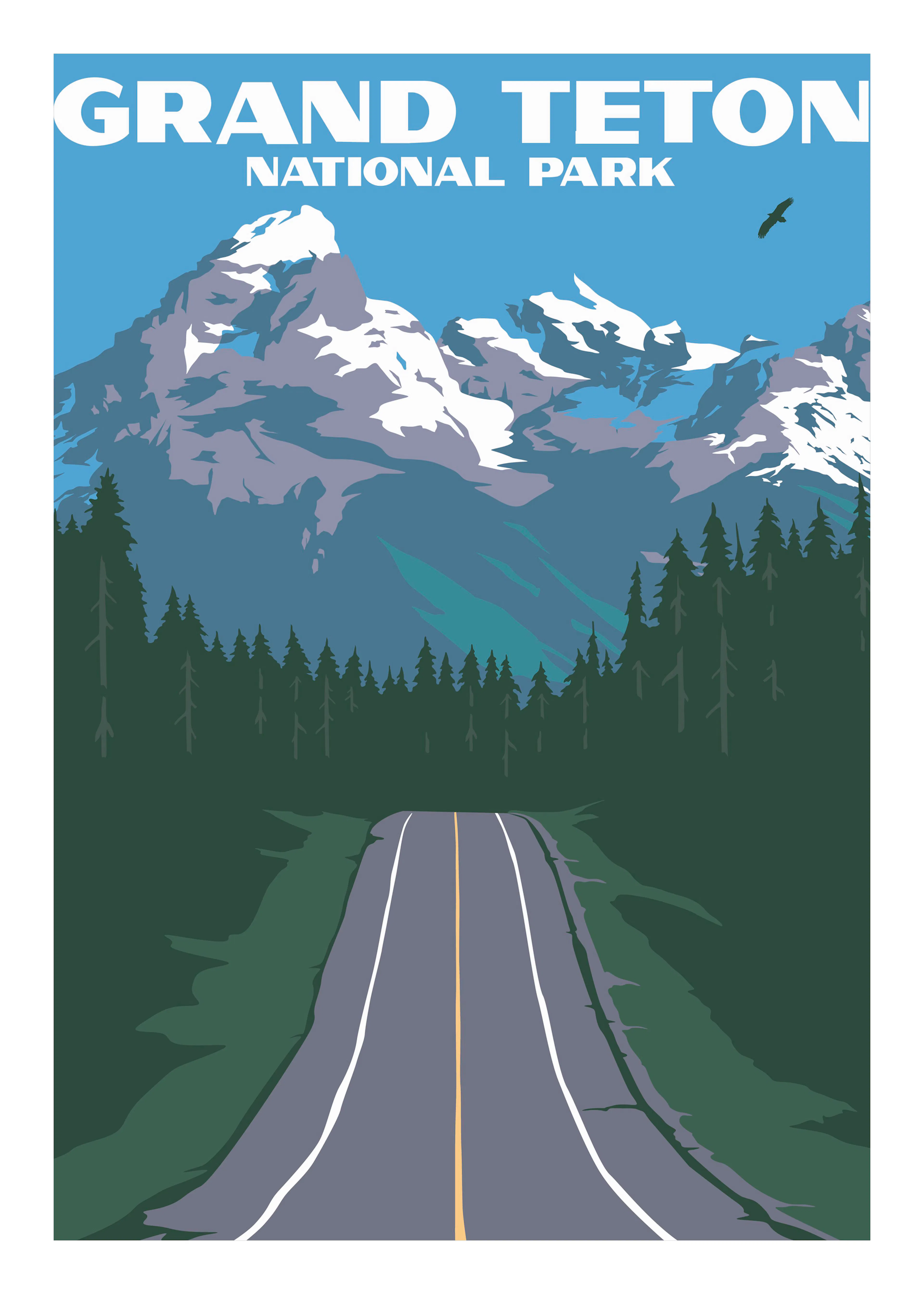 Retrodrome - Grand Teton Mountain Road Plakat 0