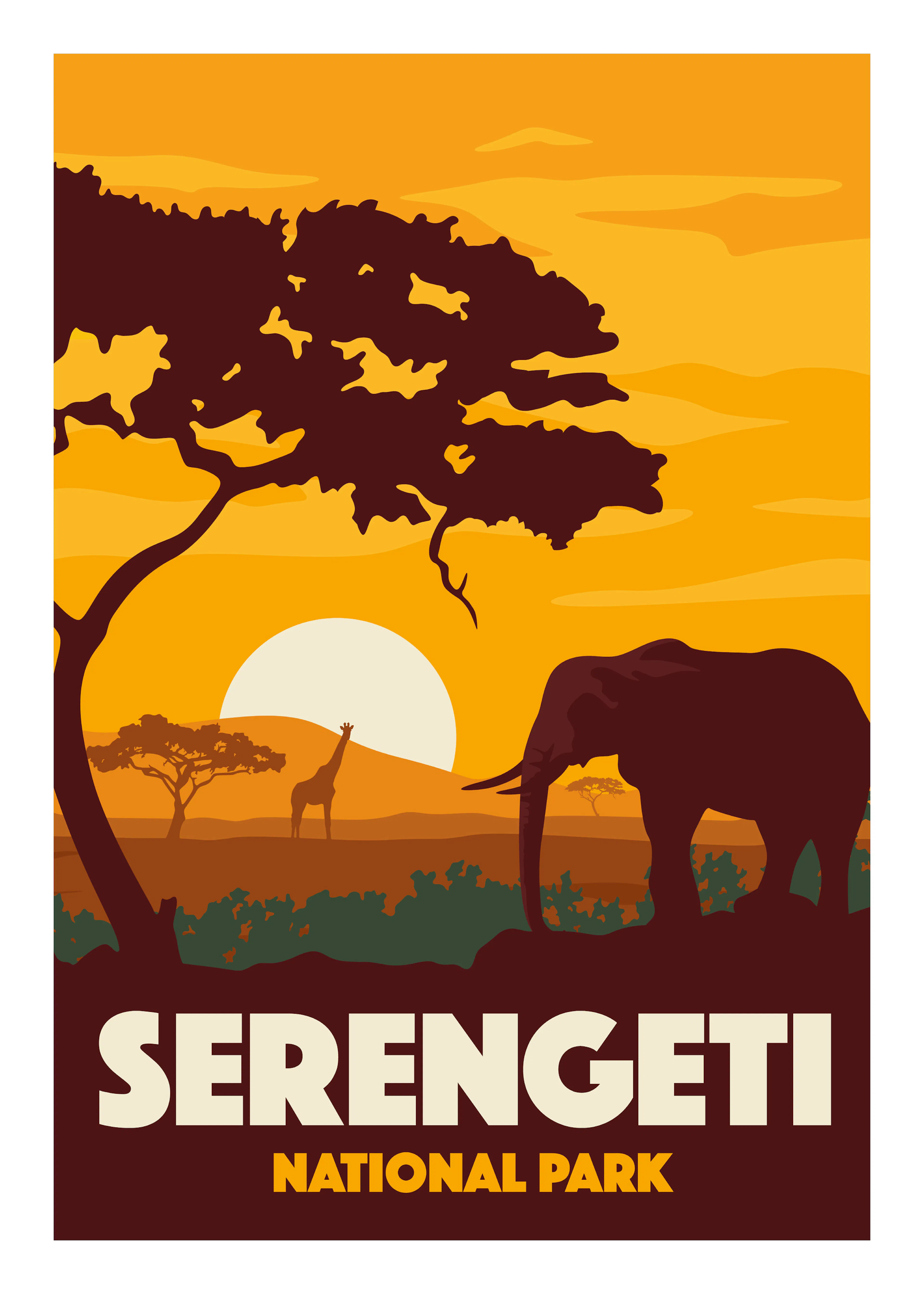 Retrodrome - Serengeti Solnedgang Safari Plakat 0